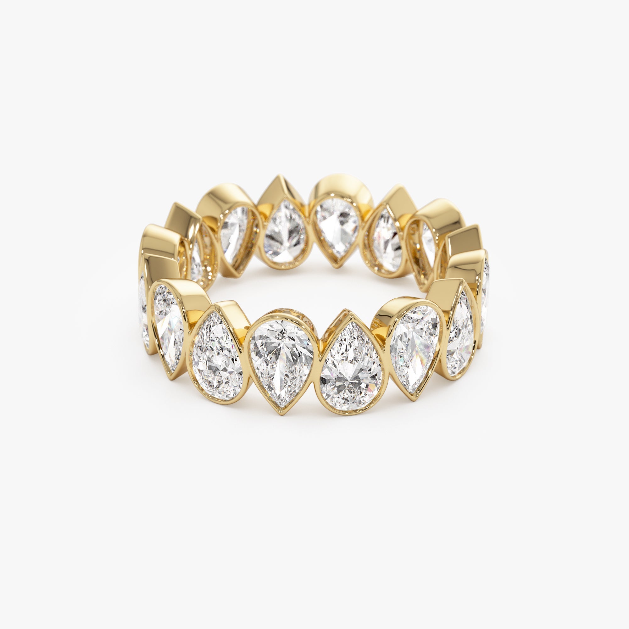 Bezel Setting Pear Shaped Lab Grown Diamond Eternity Ring