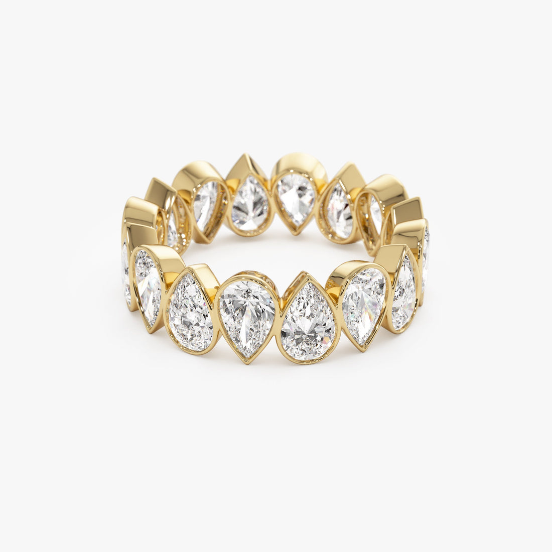 Bezel Setting Pear Shaped Lab Grown Diamond Eternity Ring