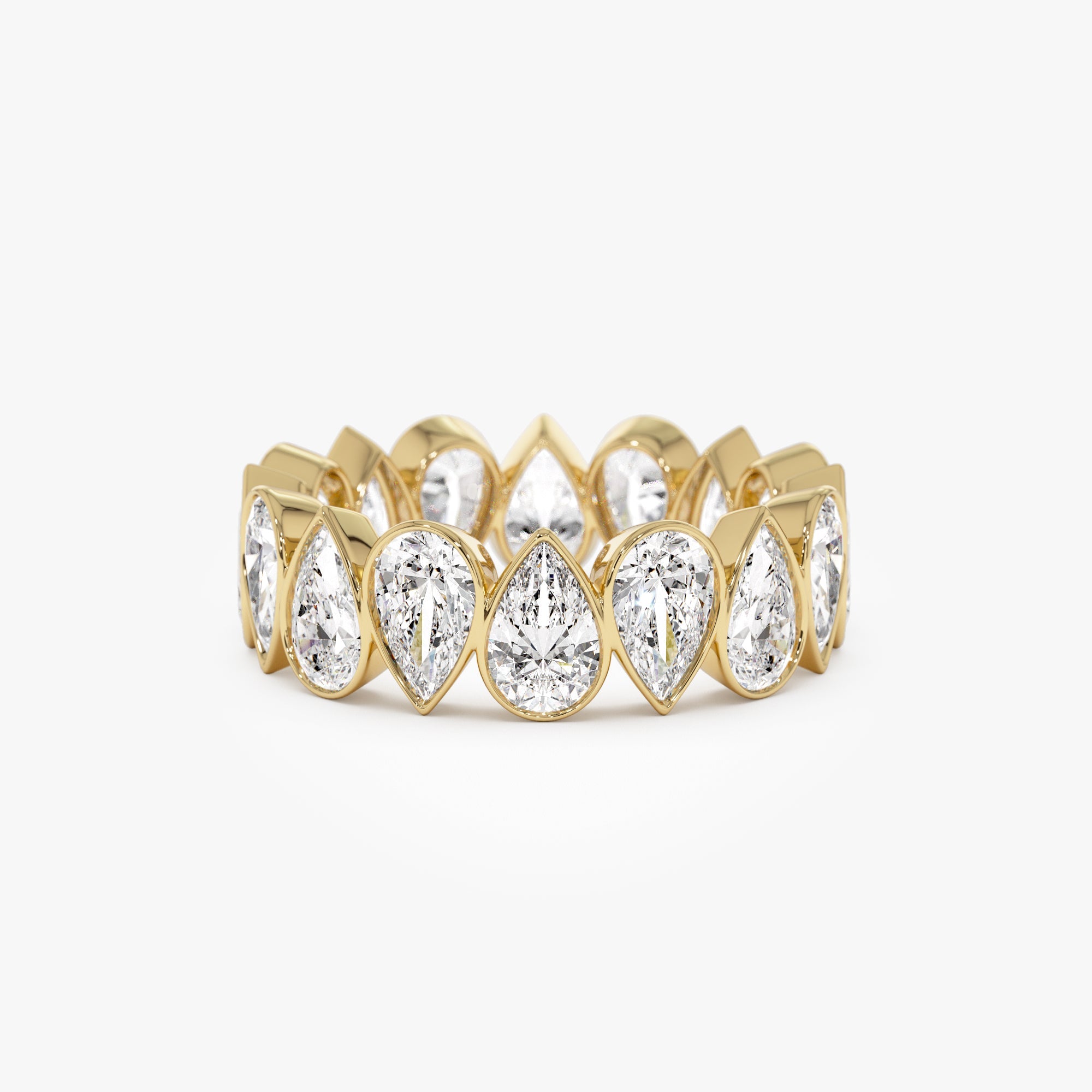 Bezel Setting Pear Shaped Lab Grown Diamond Eternity Ring