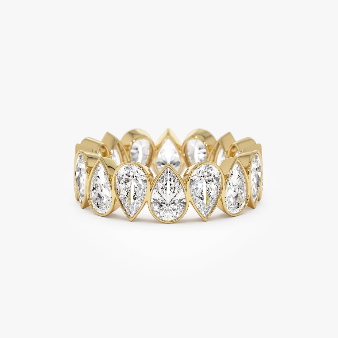 Bezel Setting Pear Shaped Lab Grown Diamond Eternity Ring