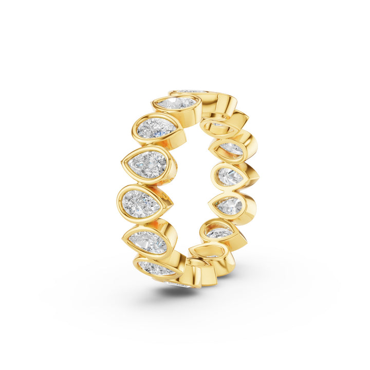 Bezel Setting Pear Shaped Lab Grown Diamond Eternity Ring