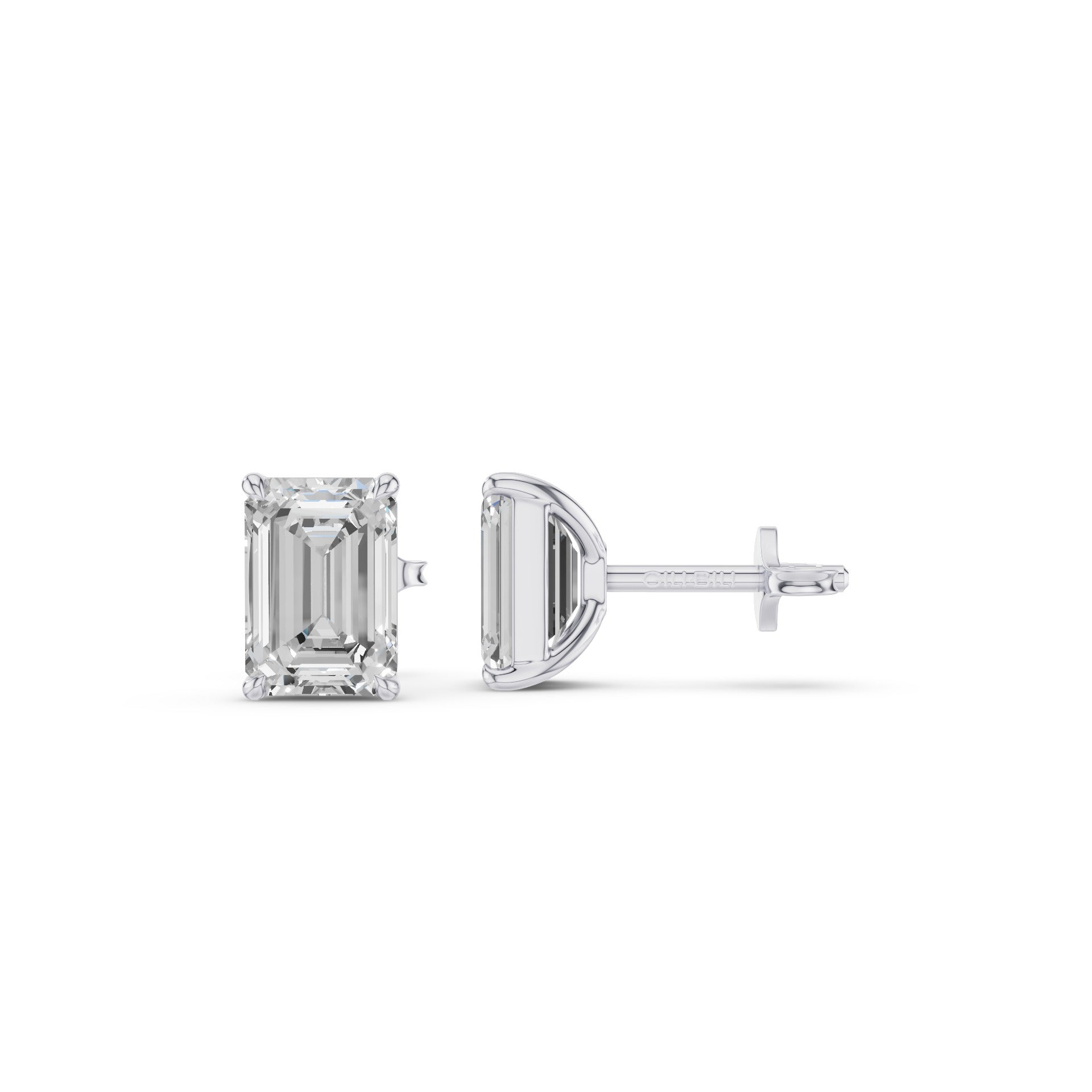 Classic Four Prong Emerald Cut Lab Grown Diamond Studs