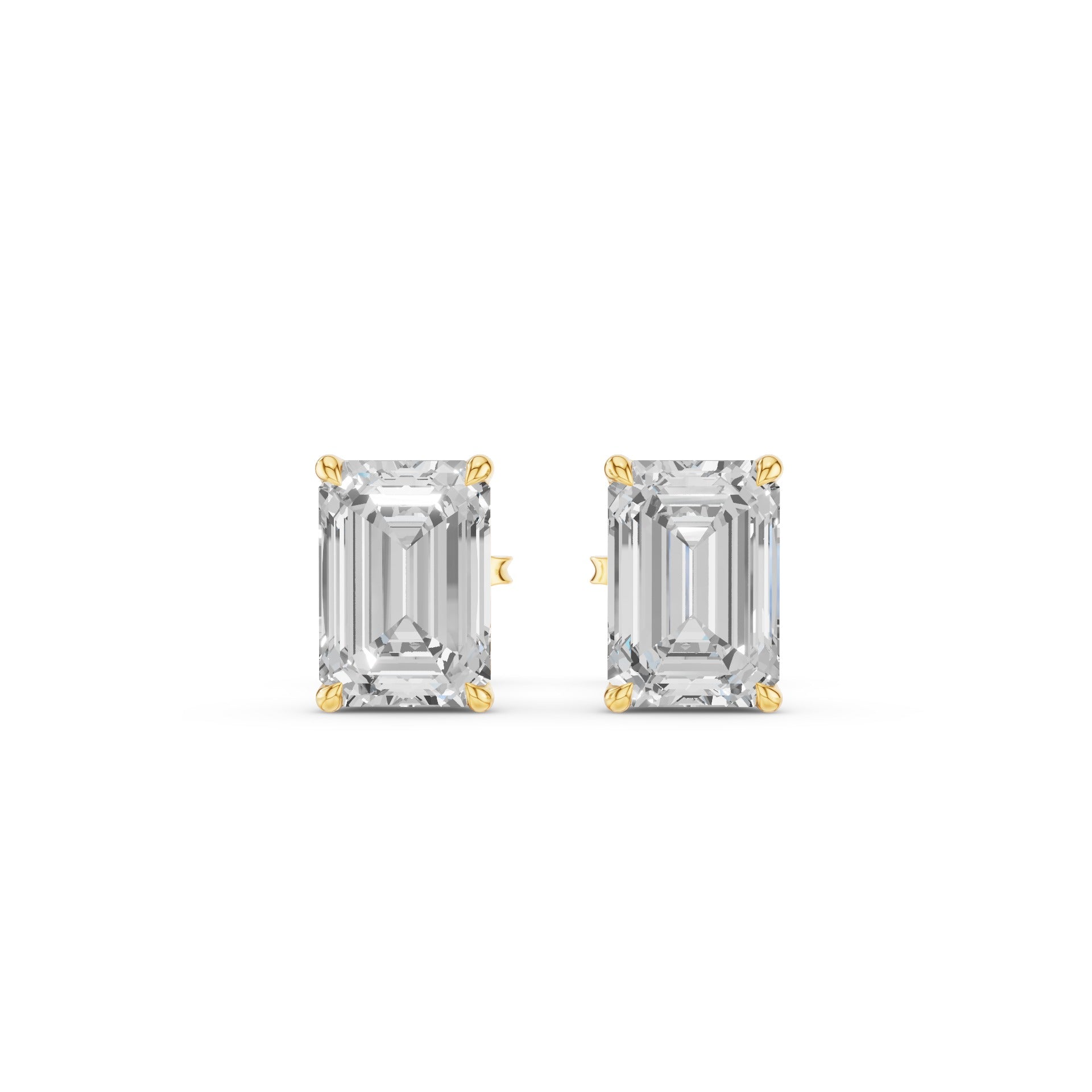 Classic Four Prong Emerald Cut Lab Grown Diamond Studs