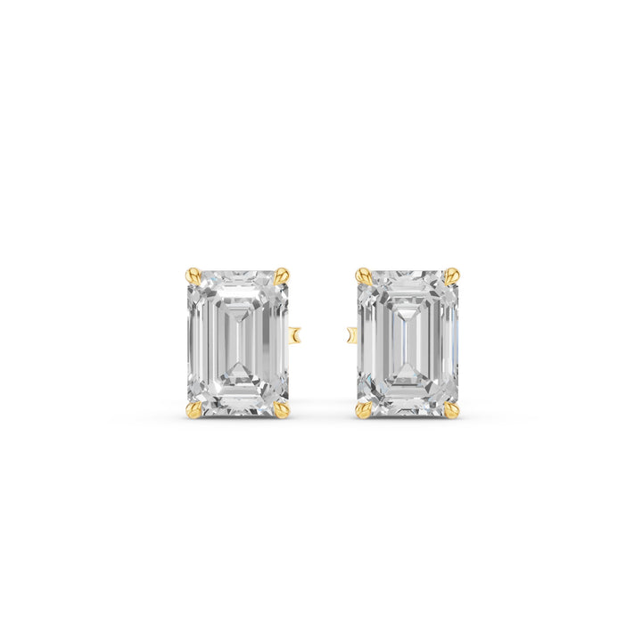 Classic Four Prong Emerald Cut Lab Grown Diamond Studs