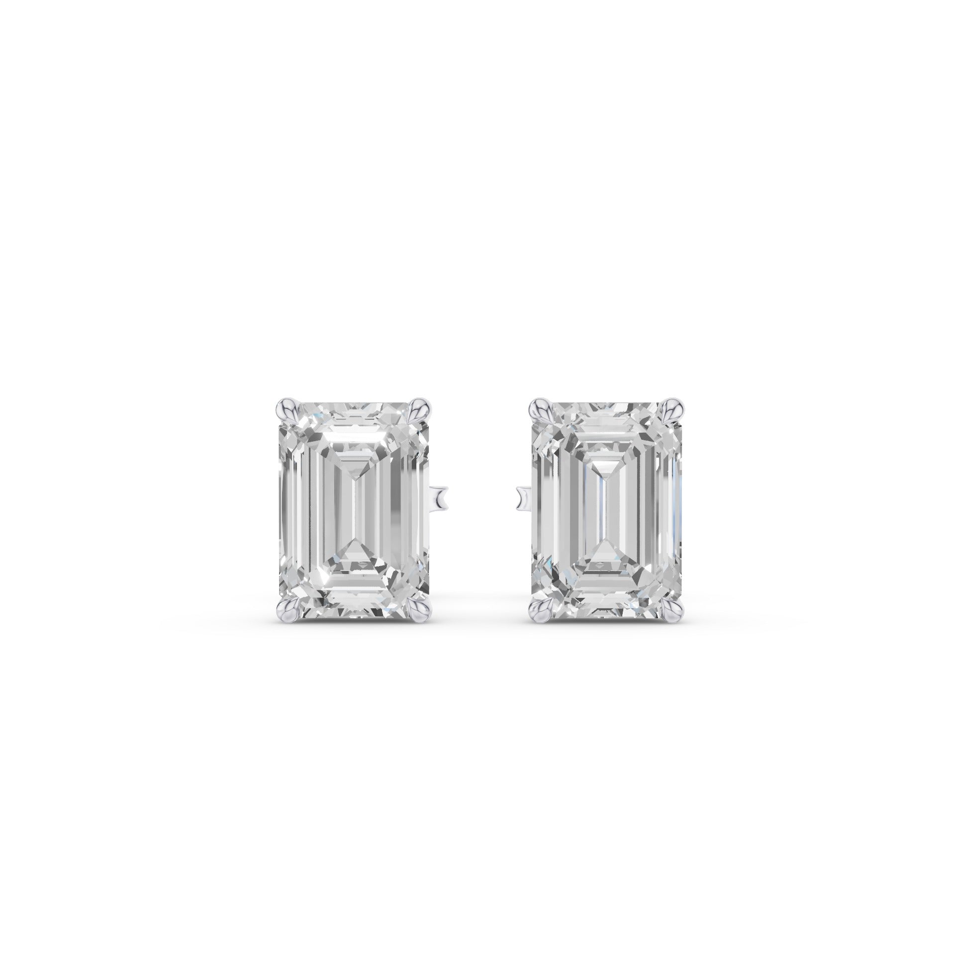 Classic Four Prong Emerald Cut Lab Grown Diamond Studs