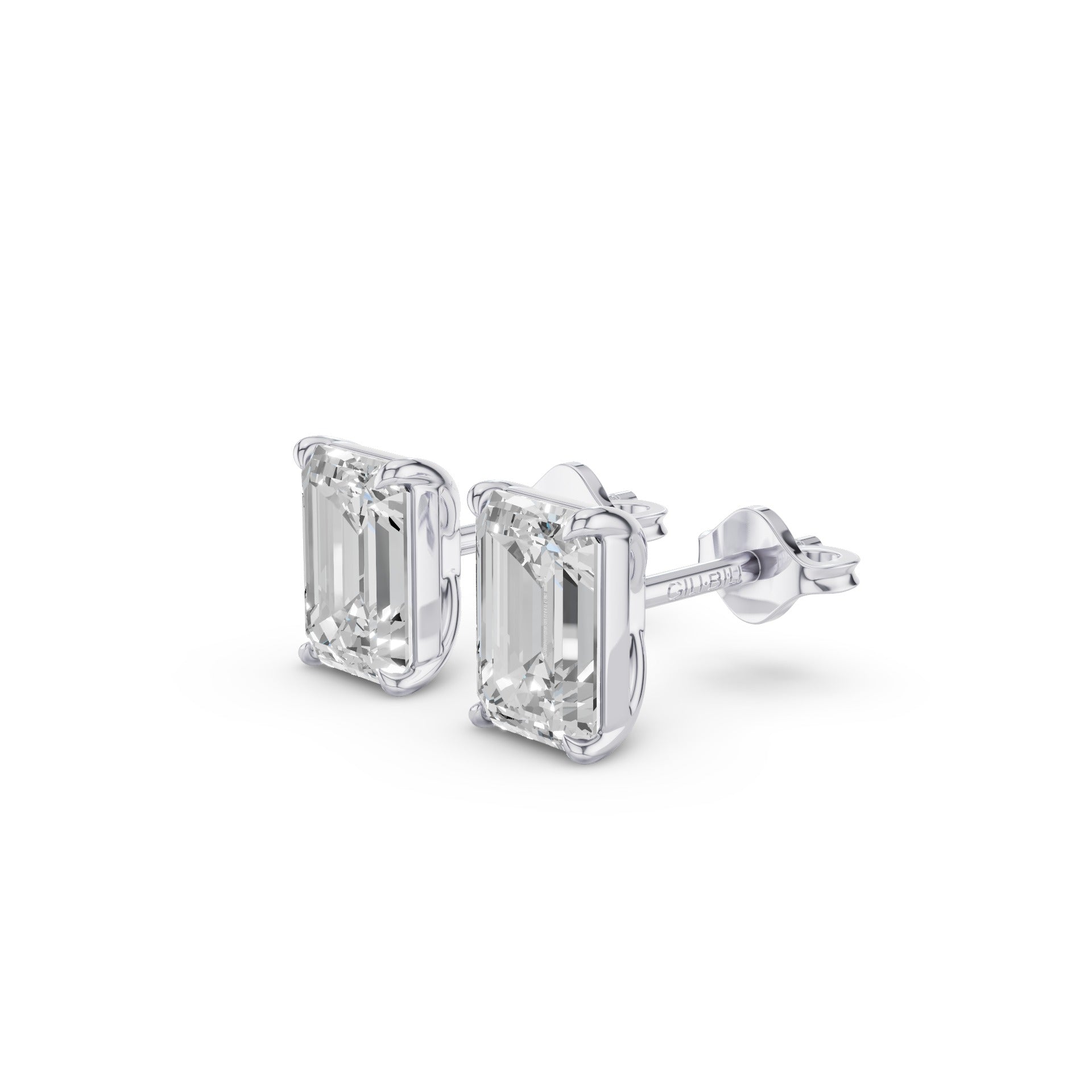 Classic Four Prong Emerald Cut Lab Grown Diamond Studs