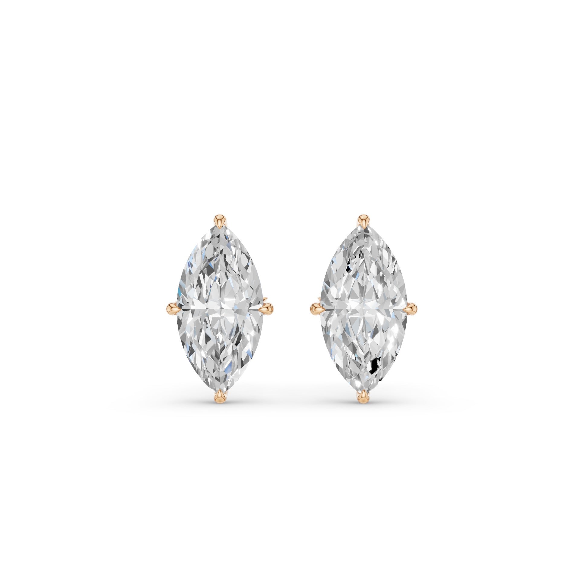 Classic Four Prong Marquise Shape Lab Grown Diamond Studs