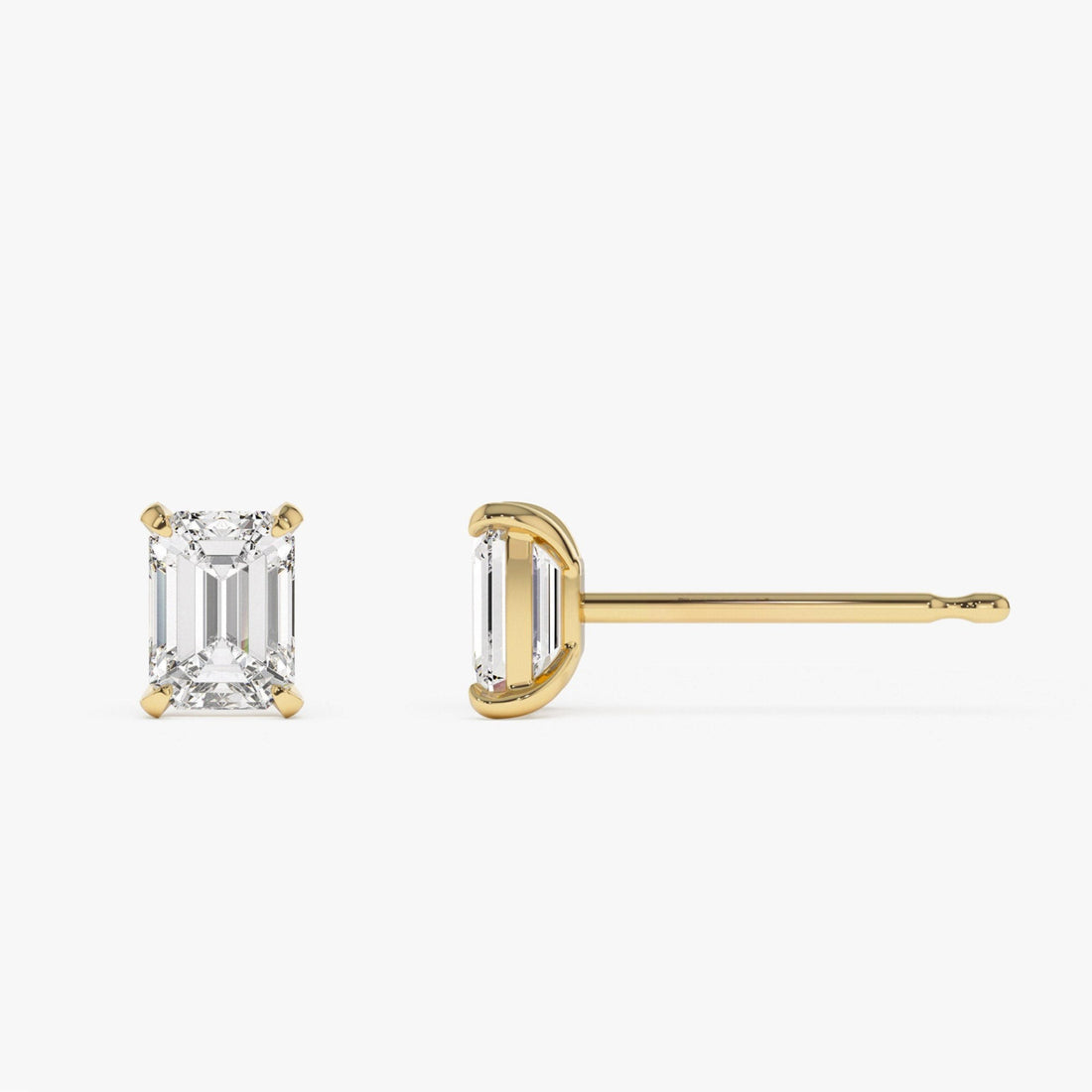 Classic Four Prong Emerald Cut Lab Grown Diamond Studs