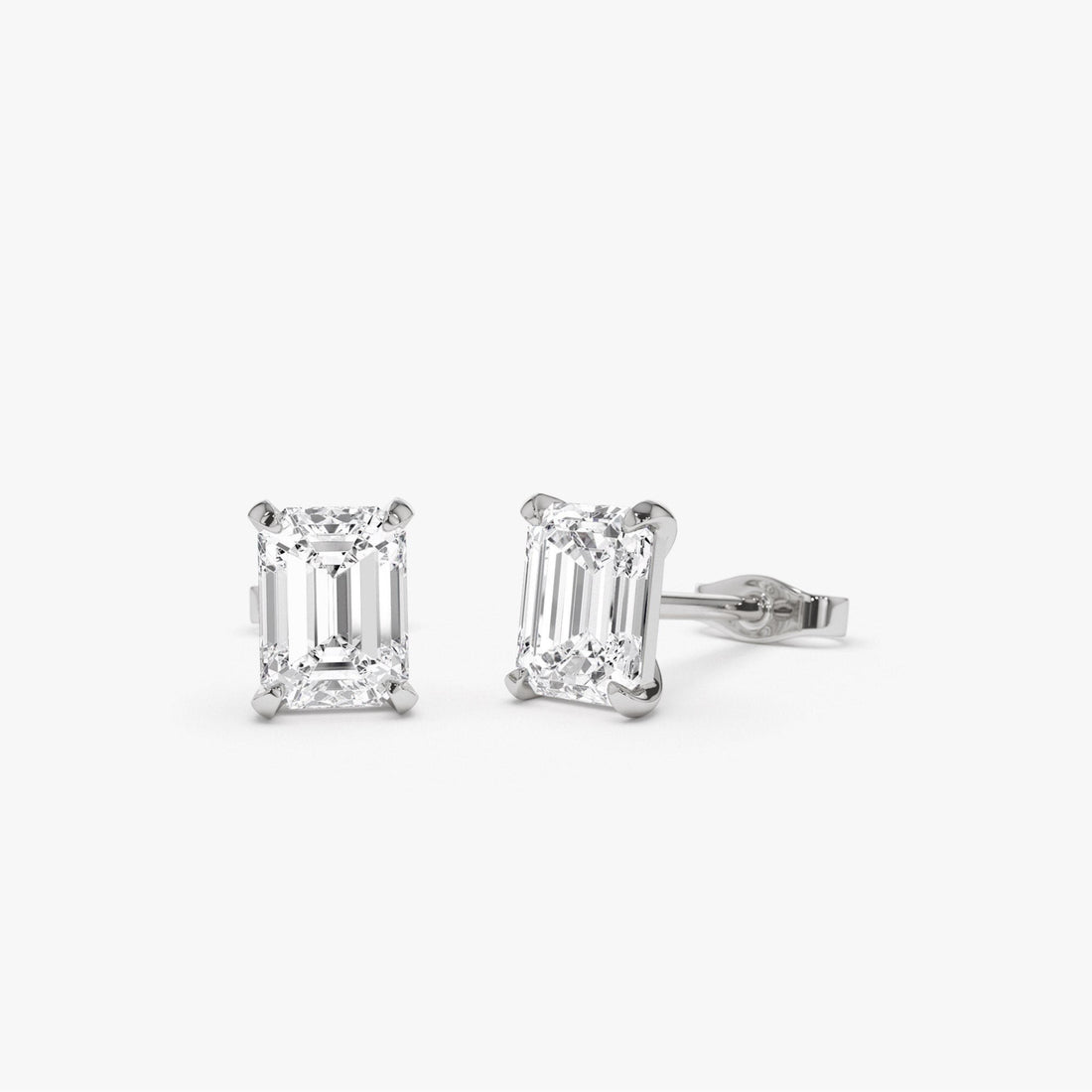 Classic Four Prong Emerald Cut Lab Grown Diamond Studs