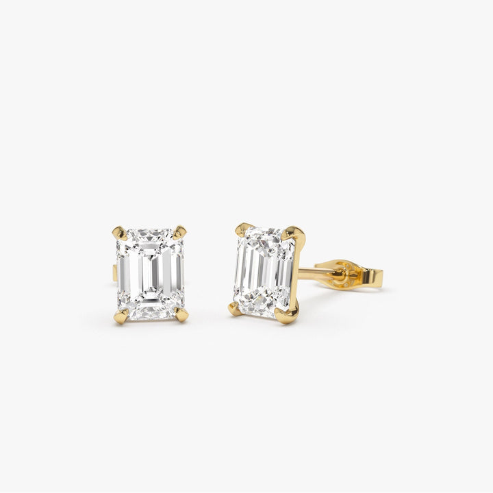 Classic Four Prong Emerald Cut Lab Grown Diamond Studs