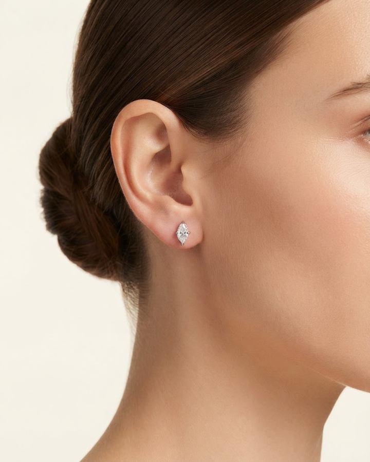 Classic Four Prong Marquise Shape Lab Grown Diamond Studs