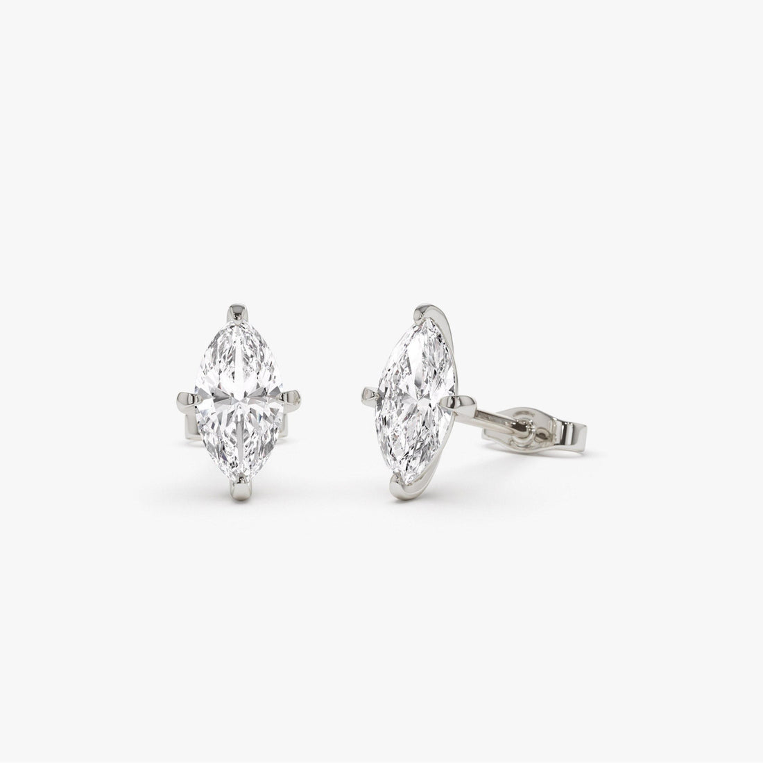 Classic Four Prong Marquise Shape Lab Grown Diamond Studs