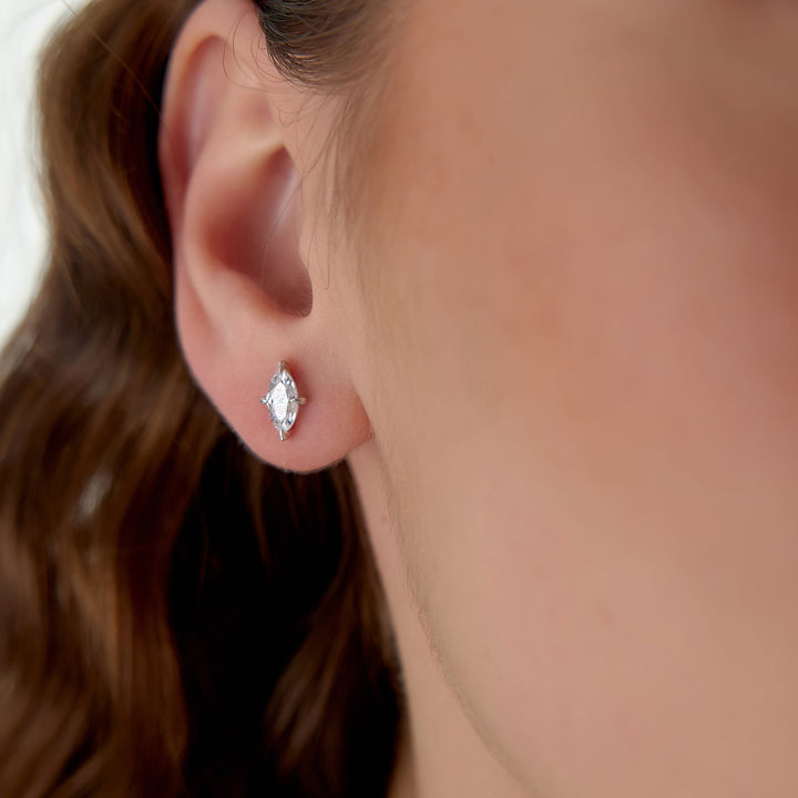 Classic Four Prong Marquise Shape Lab Grown Diamond Studs