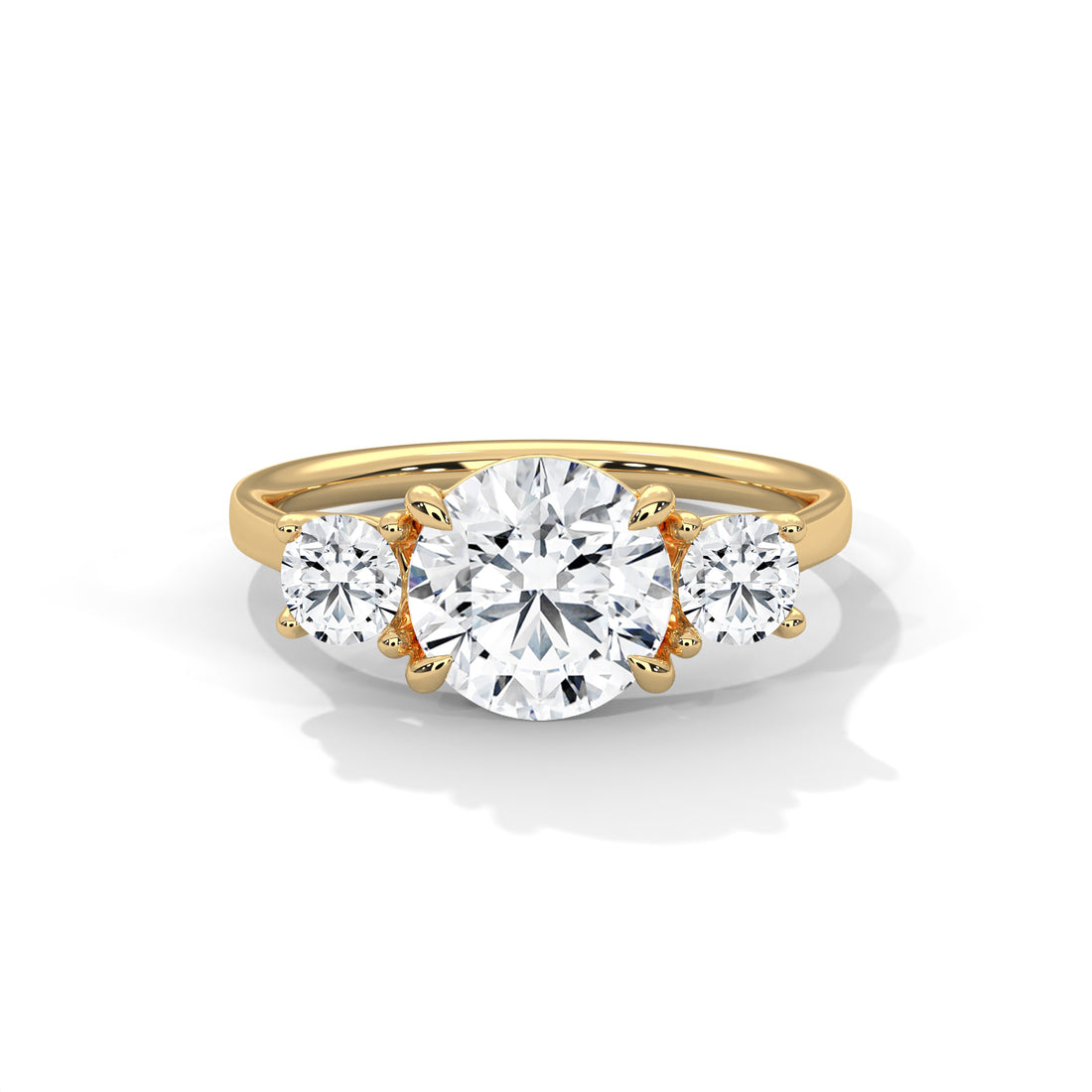 Gold Three stone round diamond ring