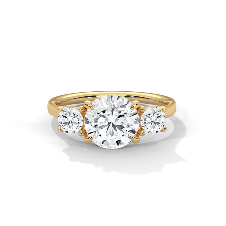 Gold Three stone round diamond ring