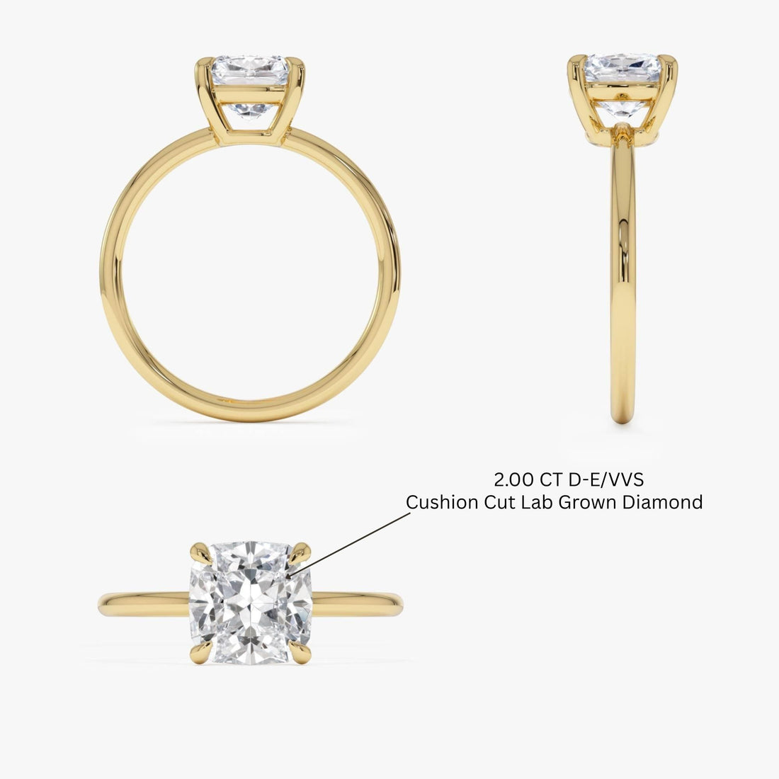 Cushion Cut Lab Grown Diamond Engagement Ring