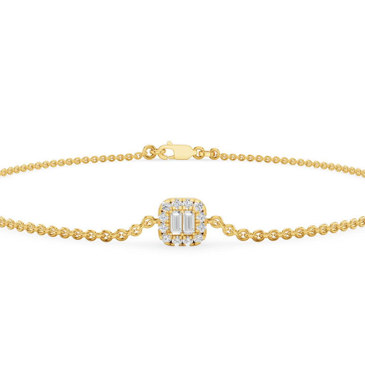 Dainty Baguette & Round Diamond Cluster Bracelet