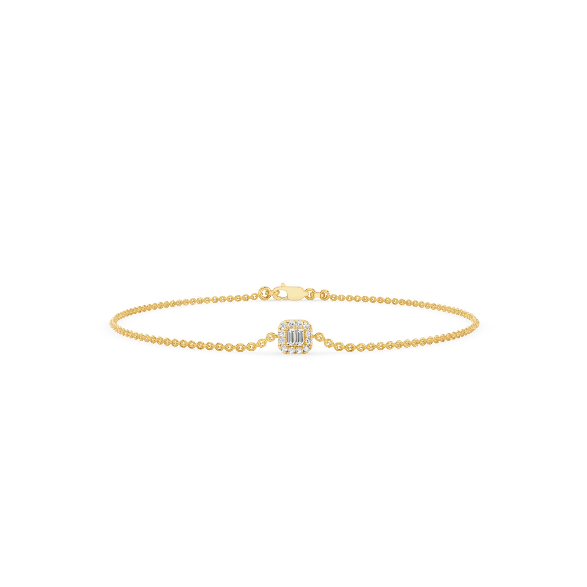 Dainty Baguette & Round Diamond Cluster Bracelet