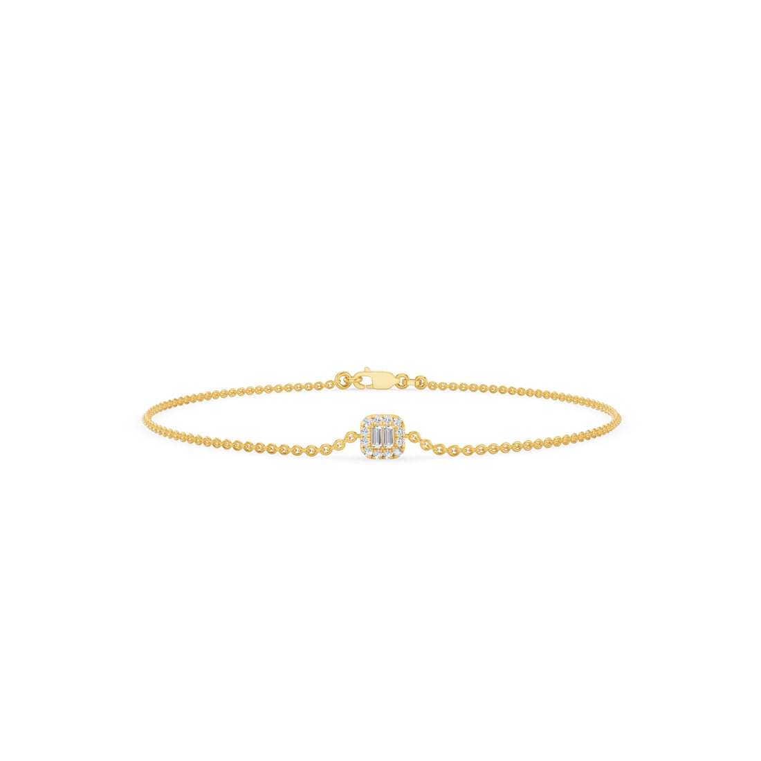 Dainty Baguette & Round Diamond Cluster Bracelet