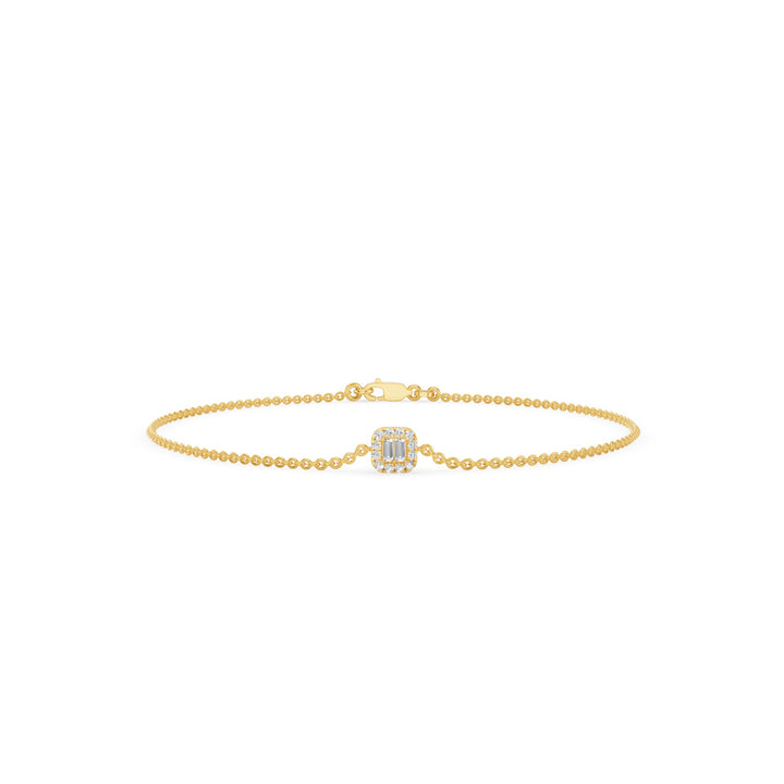 Dainty Baguette & Round Diamond Cluster Bracelet