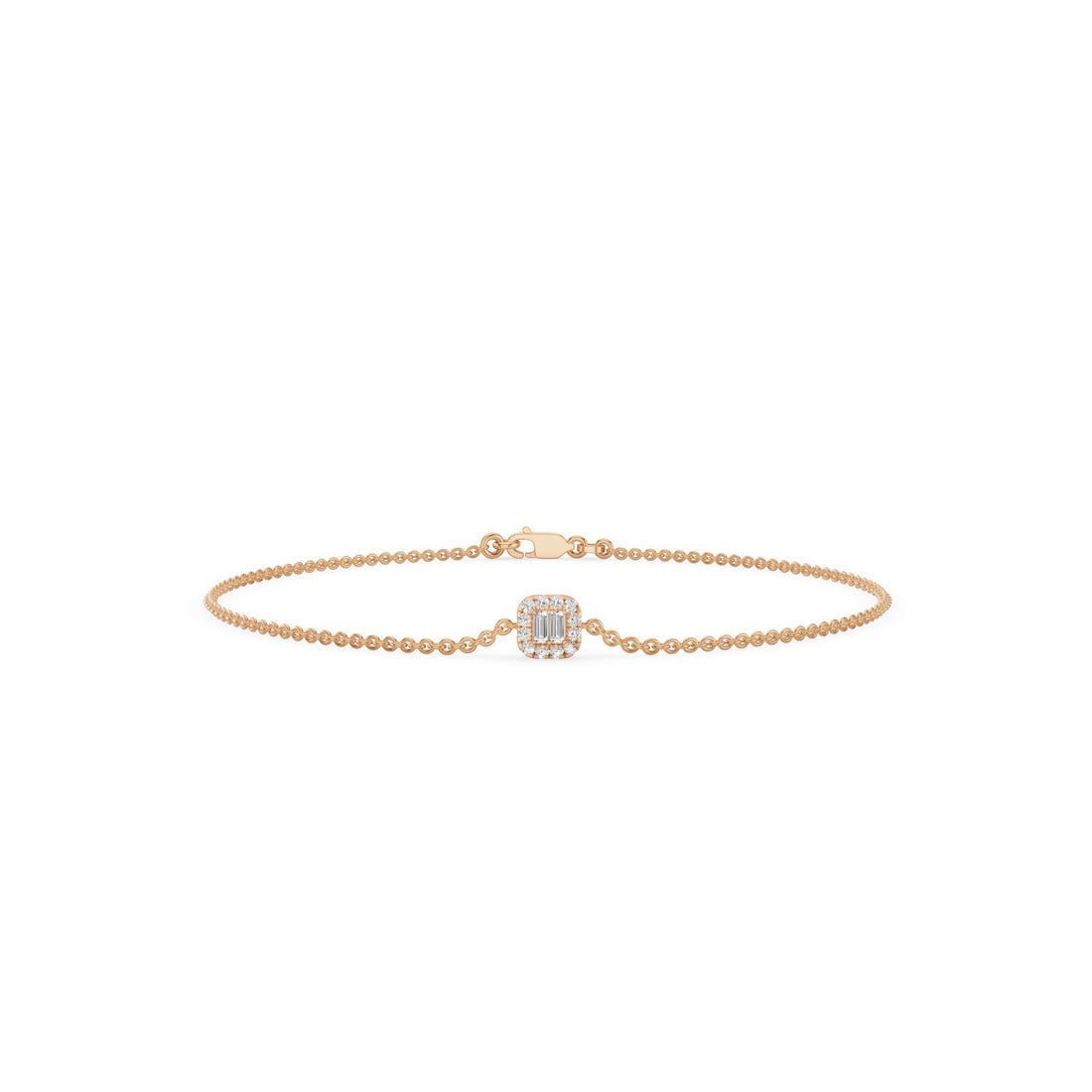 Dainty Baguette & Round Diamond Cluster Bracelet