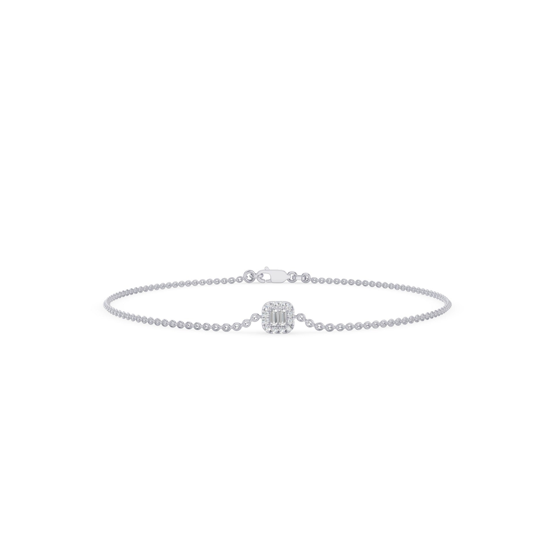 Dainty Baguette & Round Diamond Cluster Bracelet