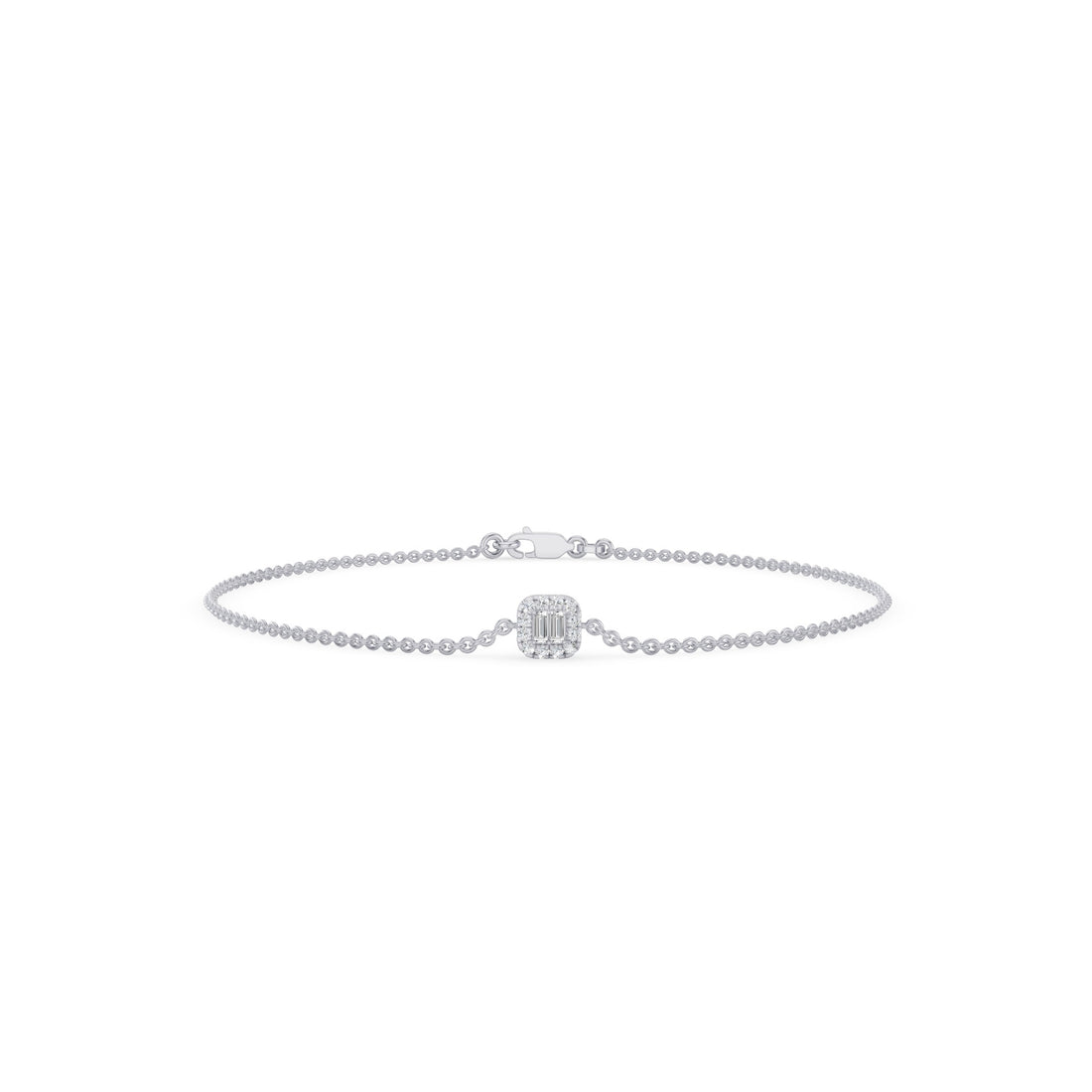 Dainty Baguette & Round Diamond Cluster Bracelet