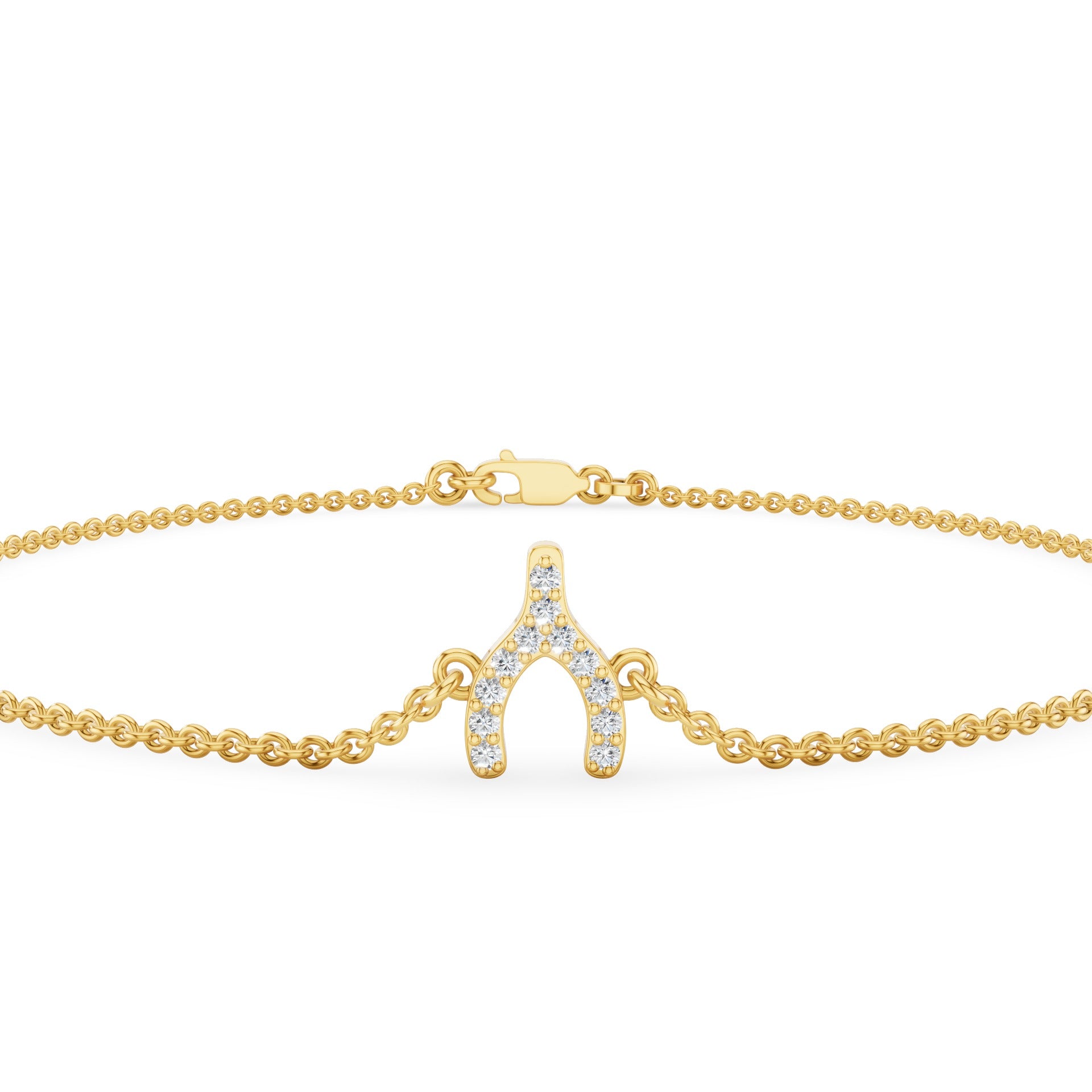 Dainty Diamond Pavé Wishbone Bracelet