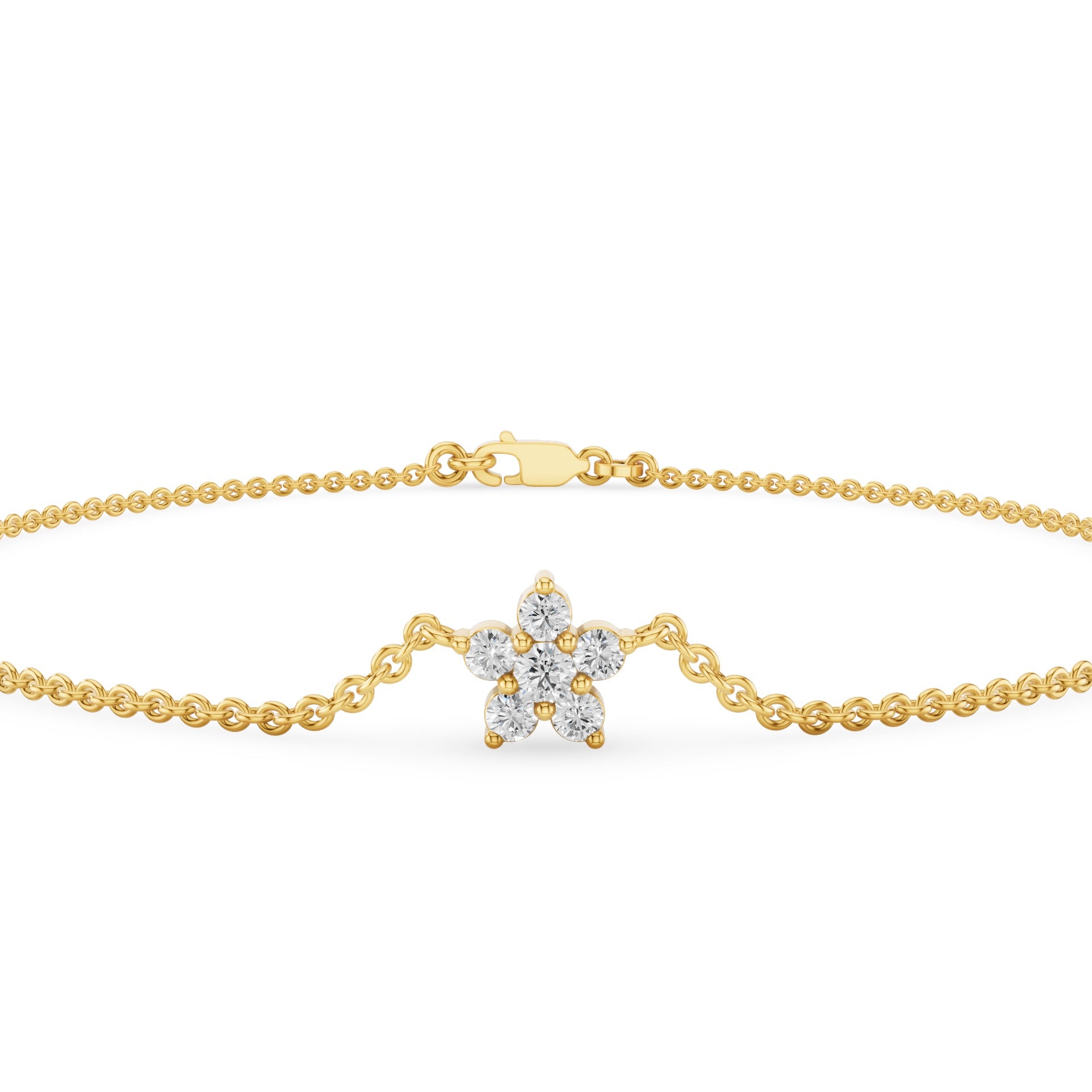 Dainty Flower Charm Diamond Bracelet
