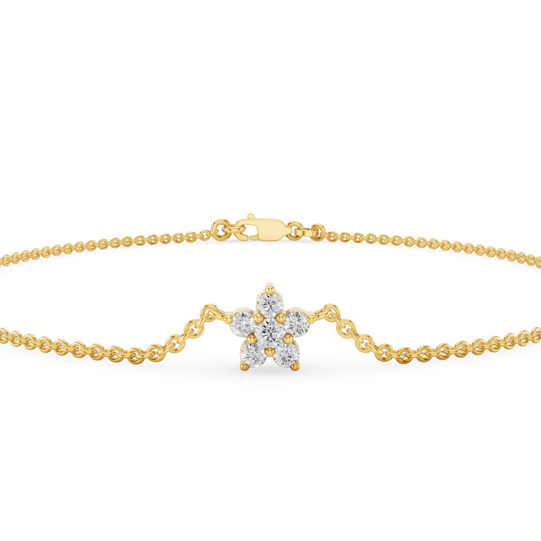 Dainty Flower Charm Diamond Bracelet