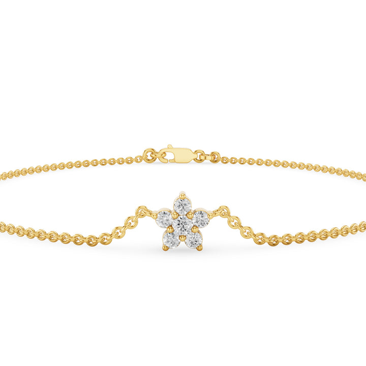 Dainty Flower Charm Diamond Bracelet