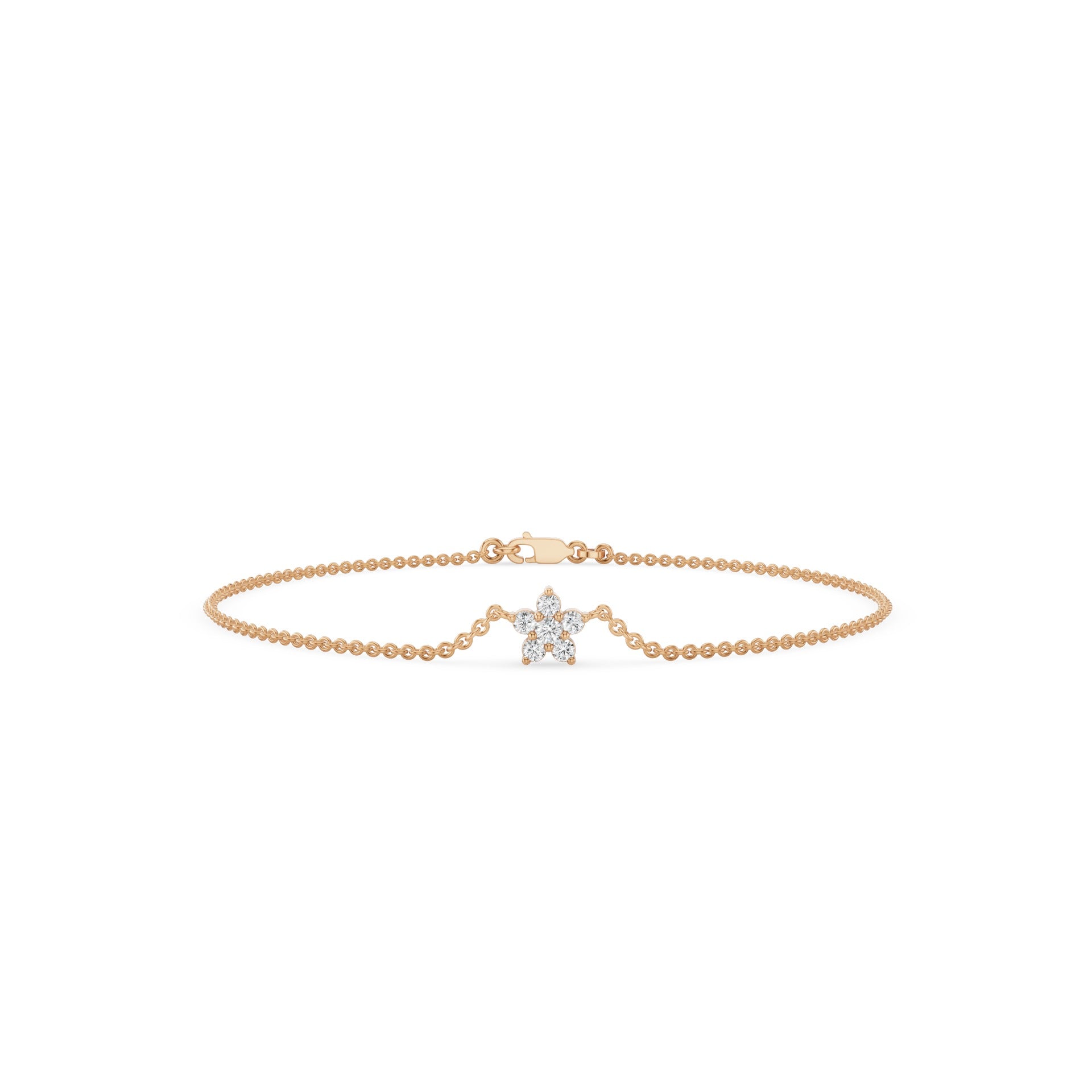 Dainty Flower Charm Diamond Bracelet