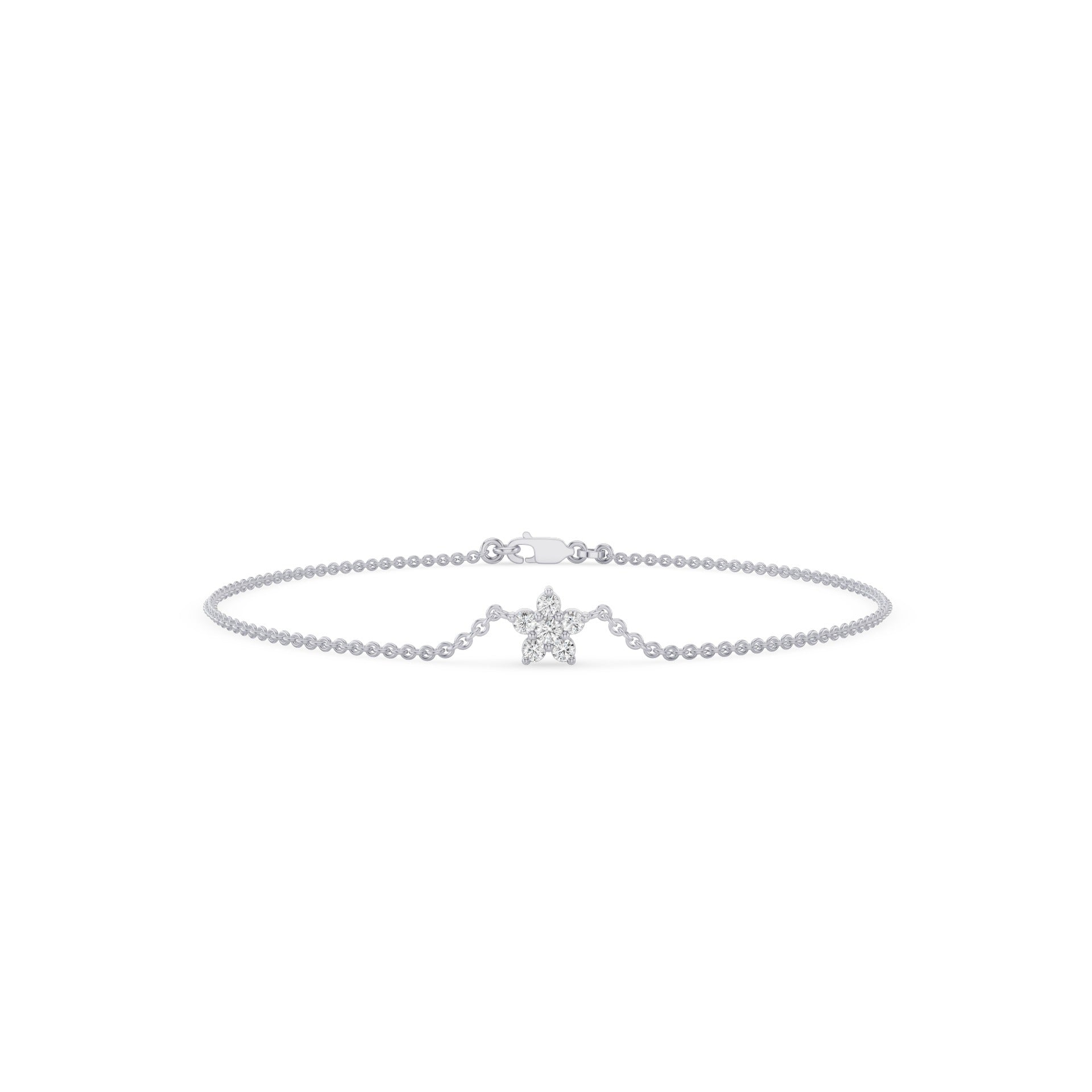 Dainty Flower Charm Diamond Bracelet