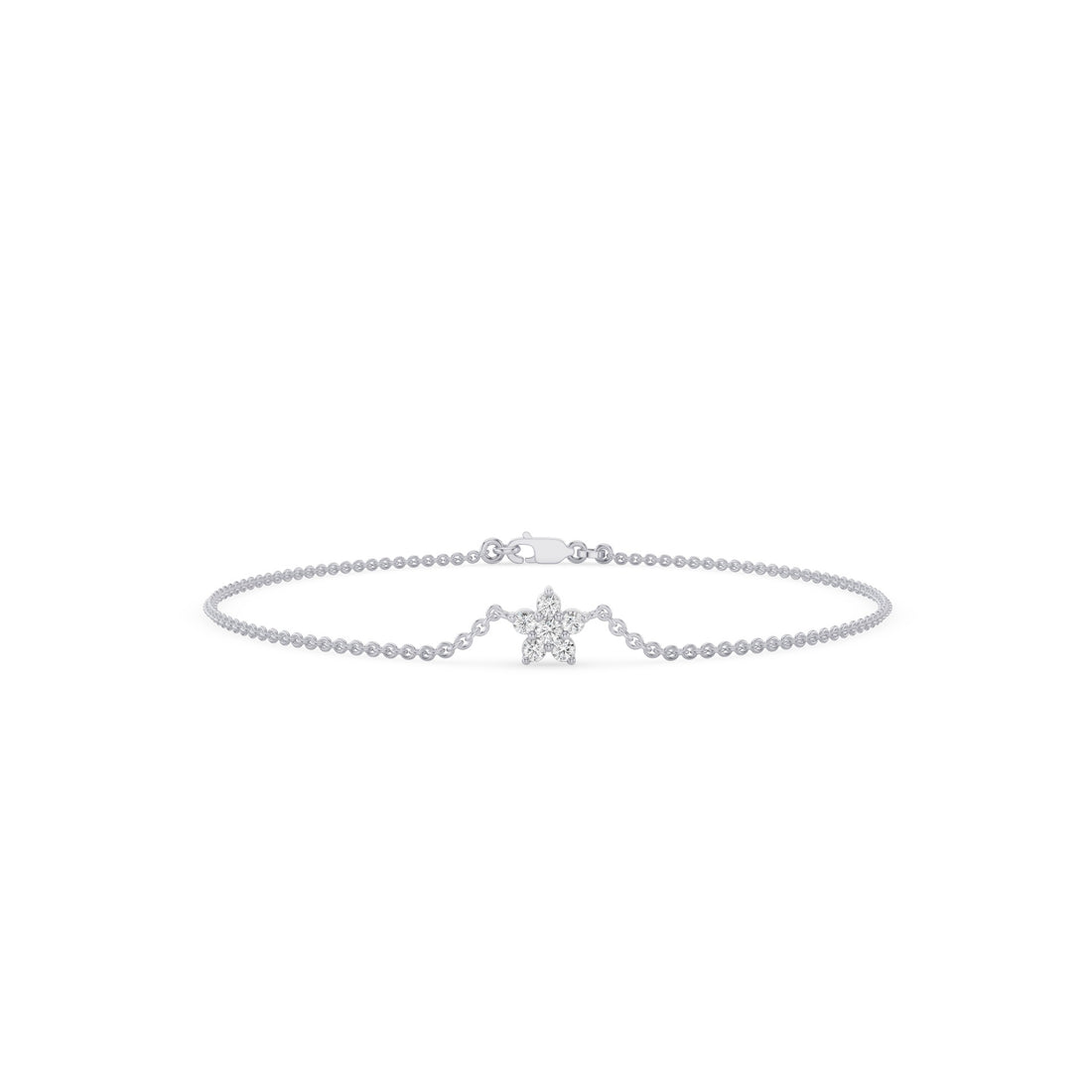 Dainty Flower Charm Diamond Bracelet
