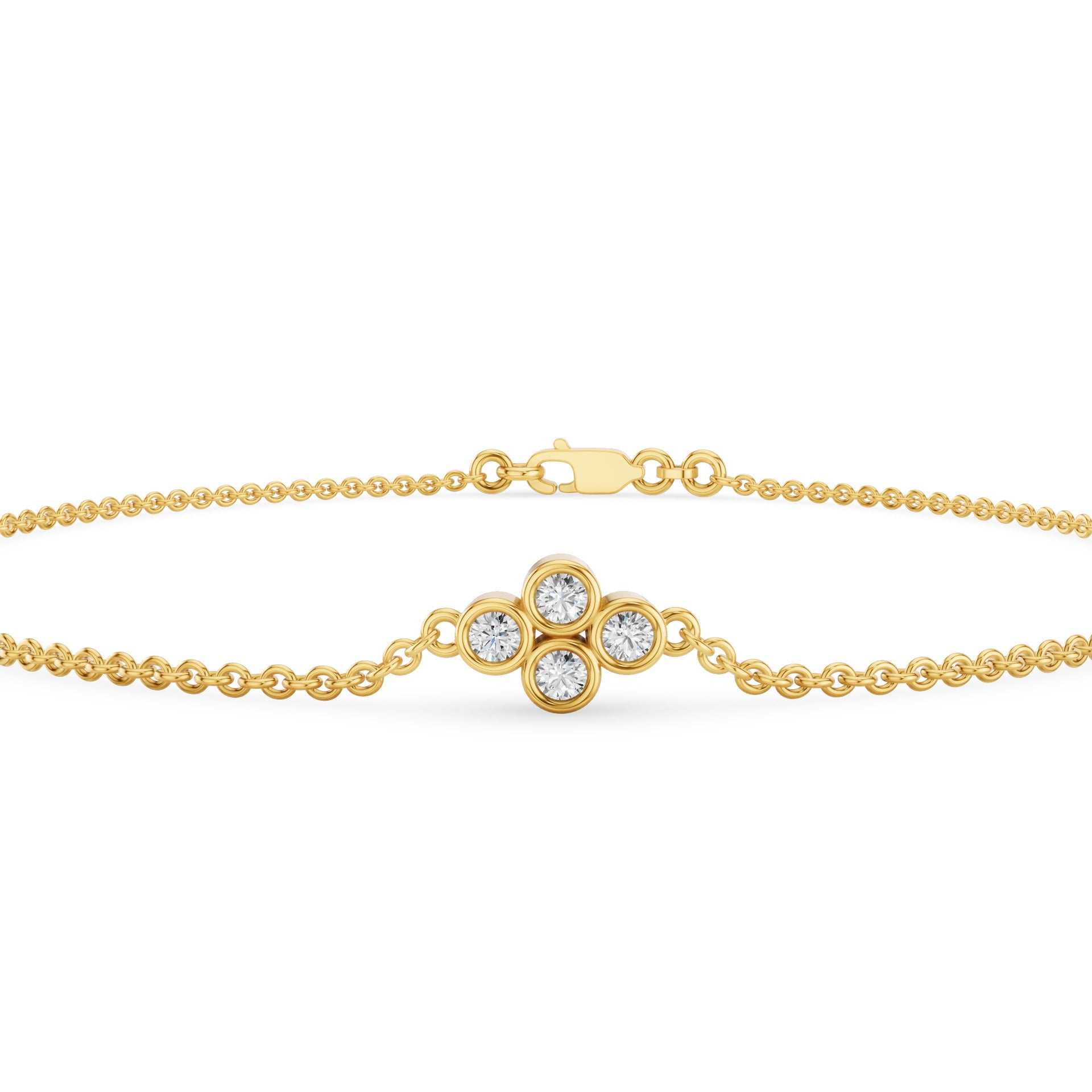 Dainty Four Diamond Bezel Set Bracelet