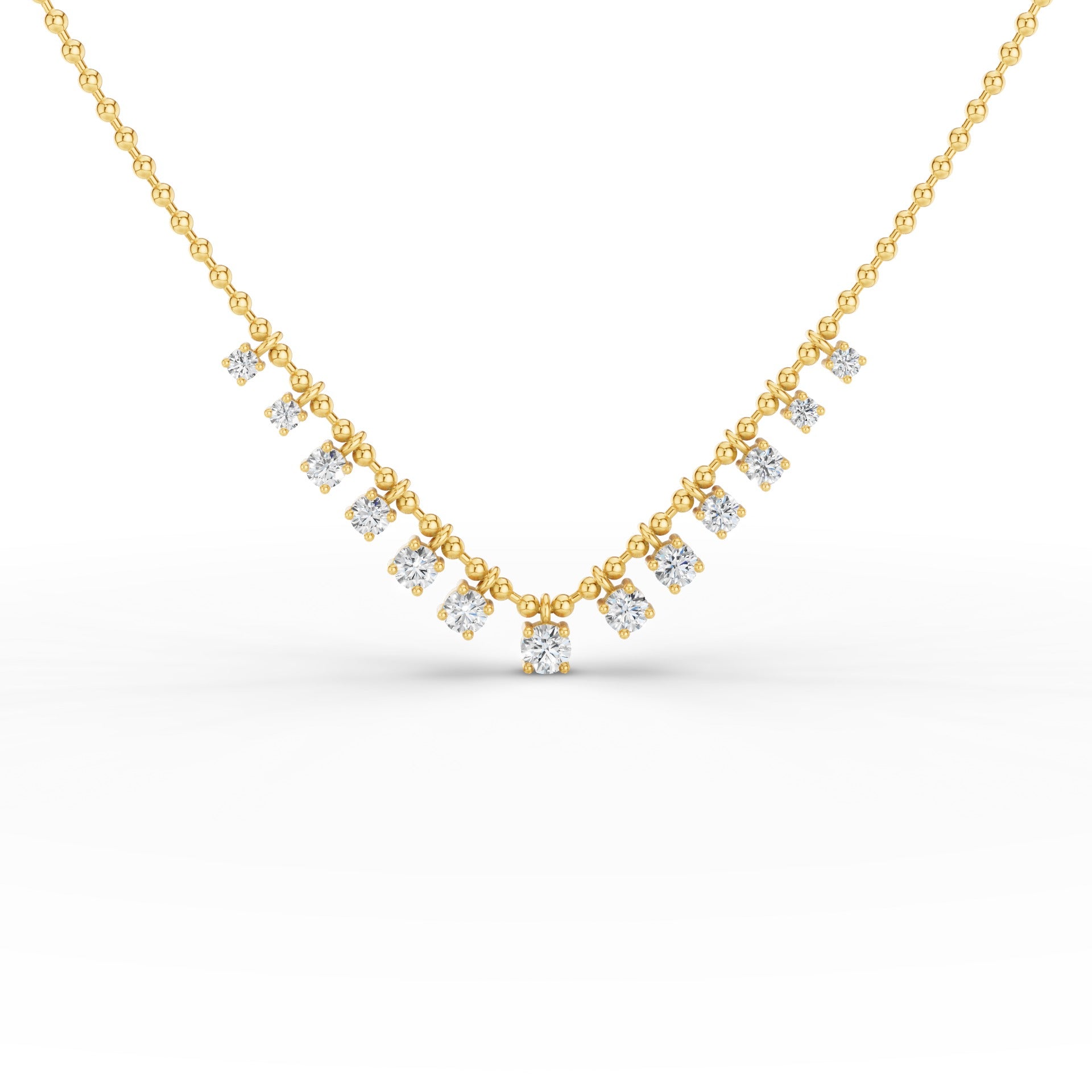 Dainty Gold Diamond Beaded Necklace