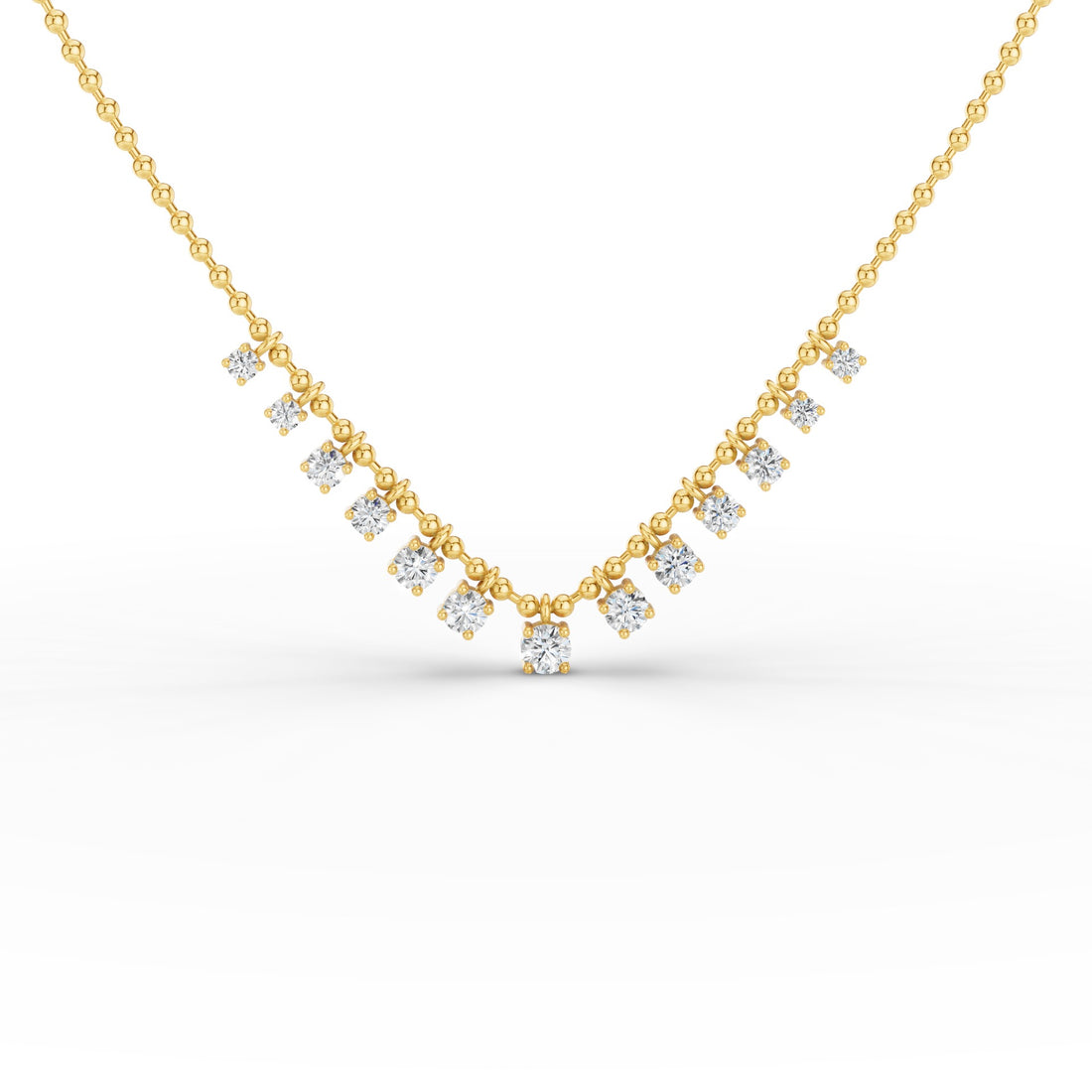 Dainty Gold Diamond Beaded Necklace