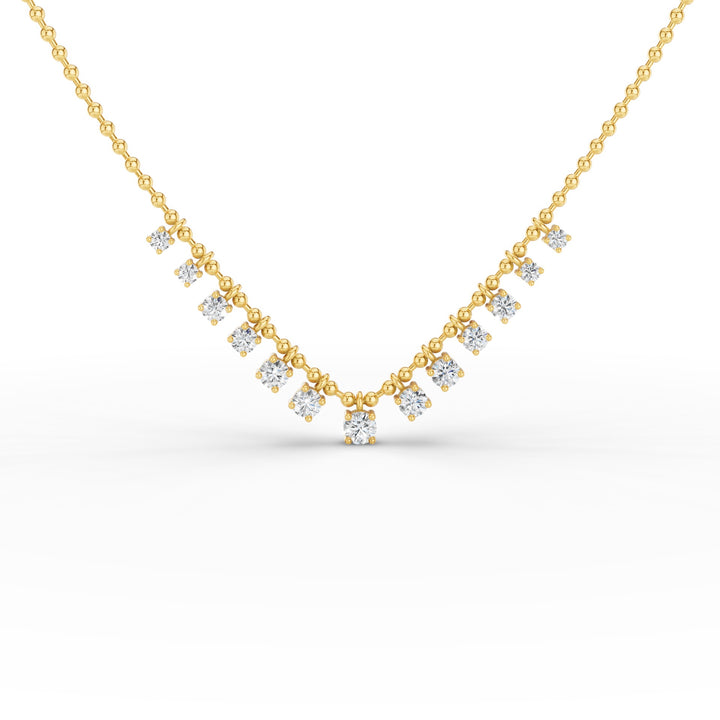 Dainty Gold Diamond Beaded Necklace