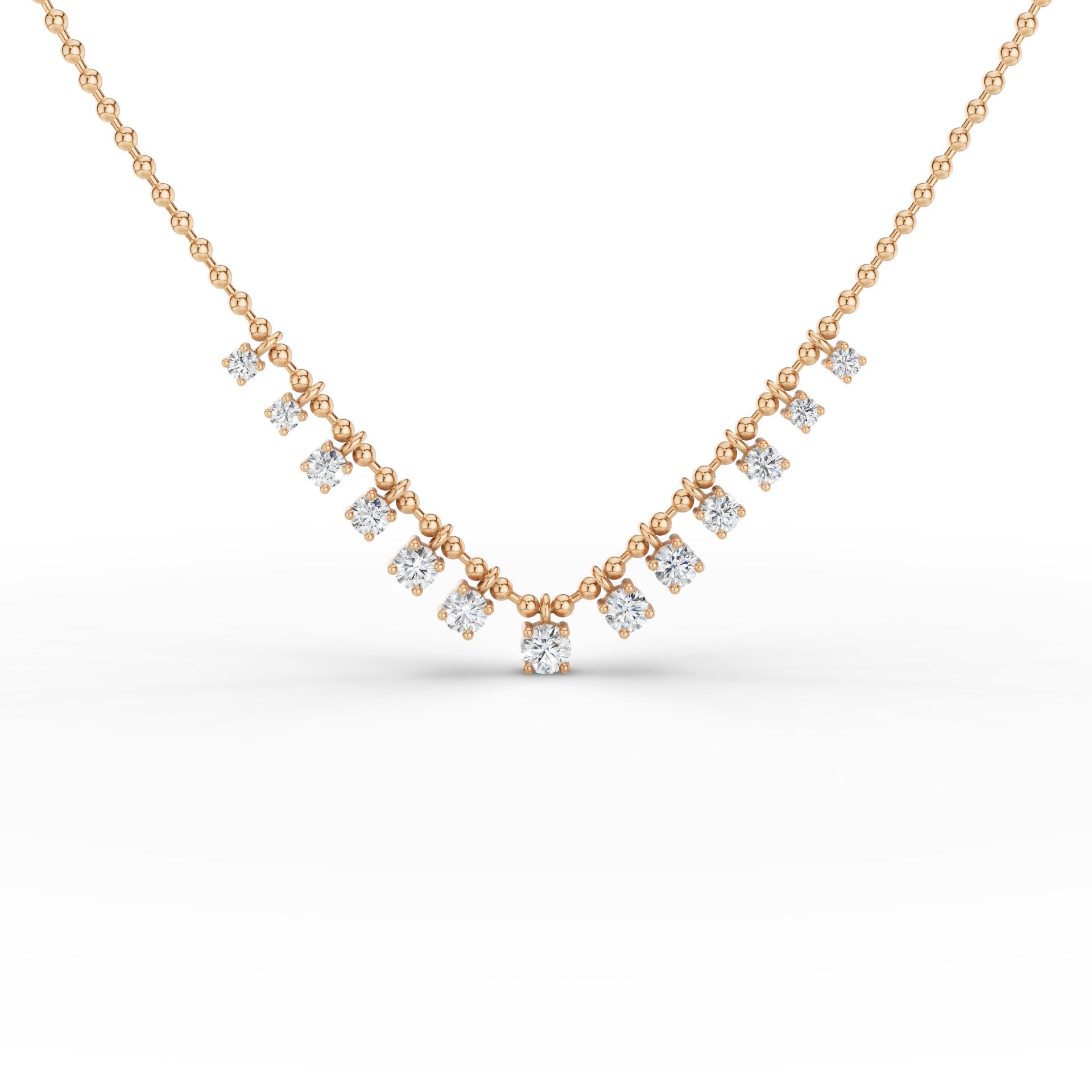 Dainty Gold Diamond Beaded Necklace