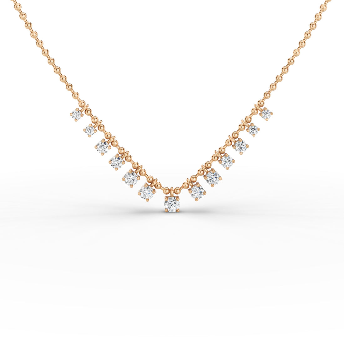 Dainty Gold Diamond Beaded Necklace