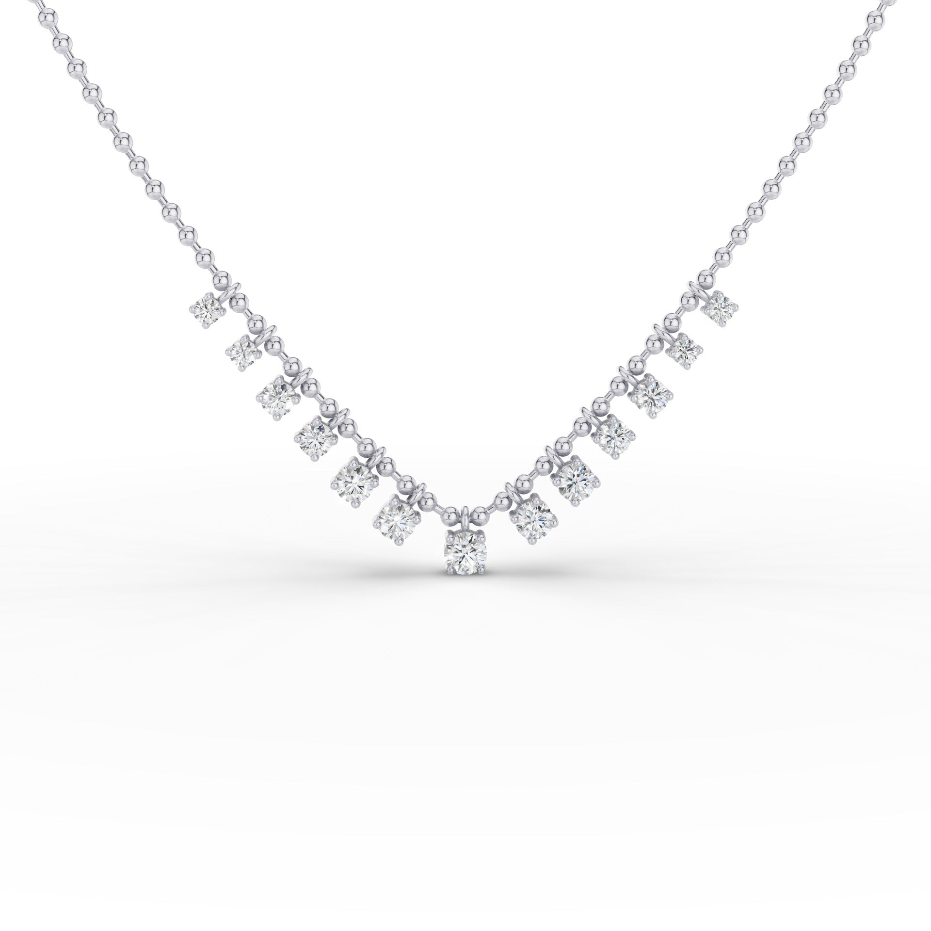 Dainty Gold Diamond Beaded Necklace