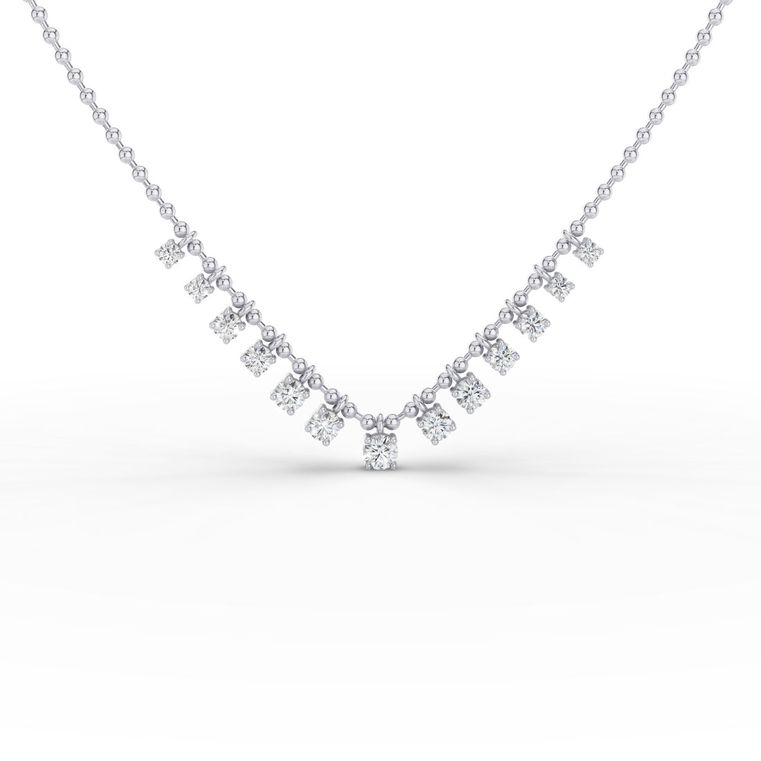 Dainty Gold Diamond Beaded Necklace