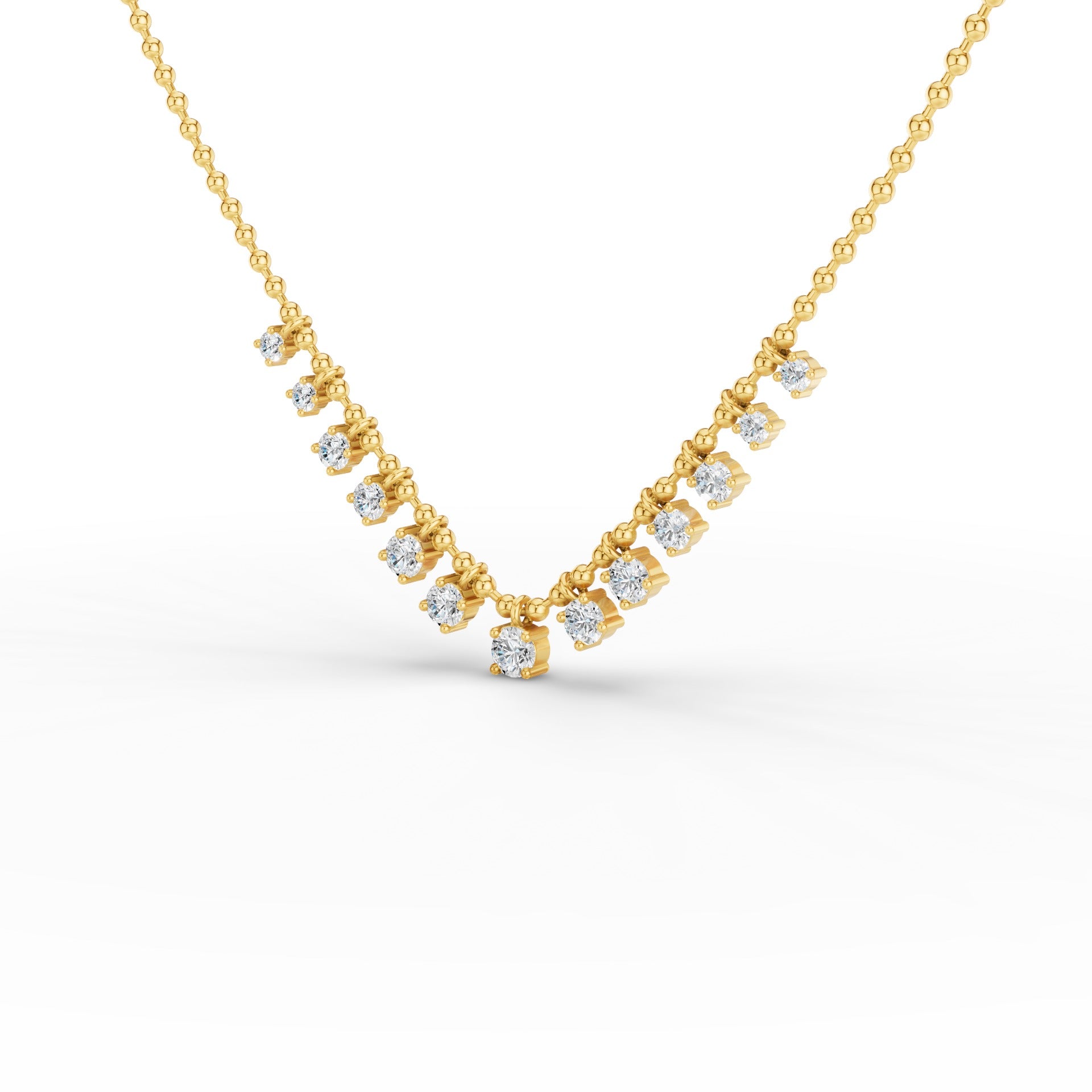 Dainty Gold Diamond Beaded Necklace