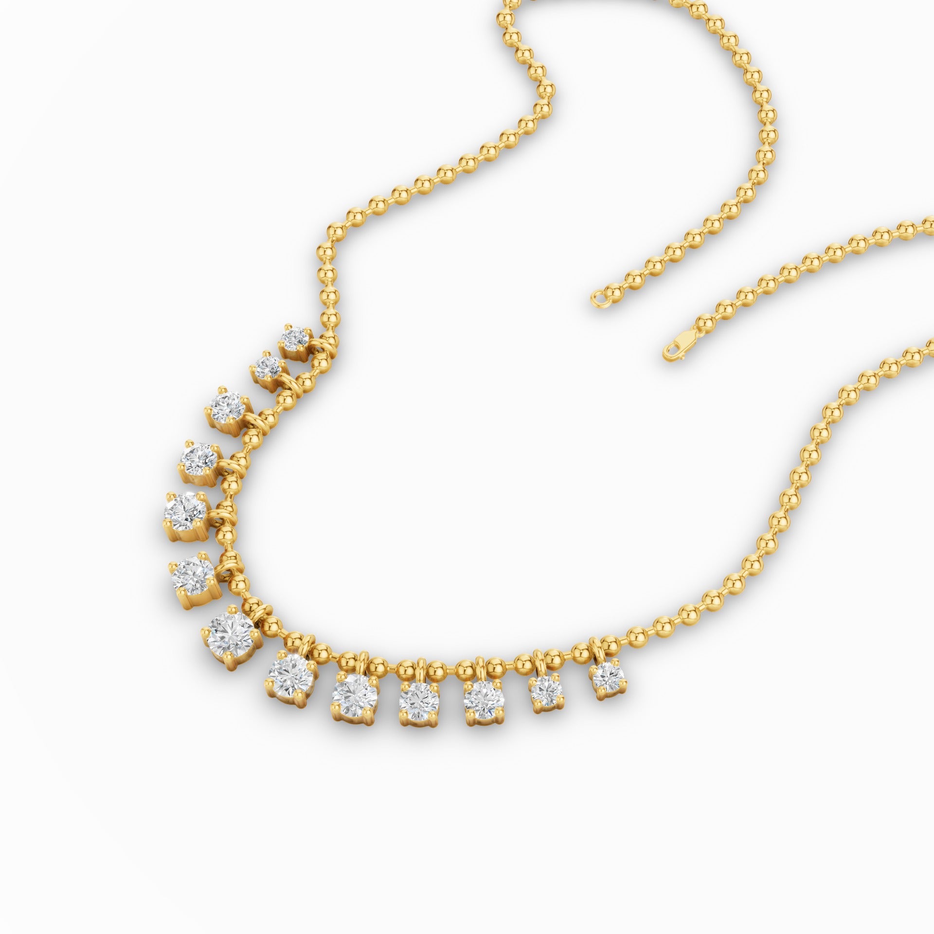 Dainty Gold Diamond Beaded Necklace