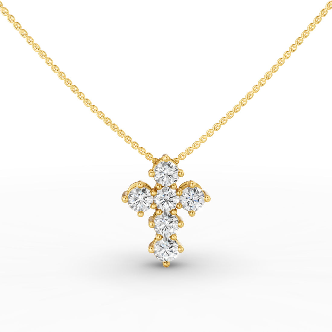 Dainty Round Diamond Cross Necklace