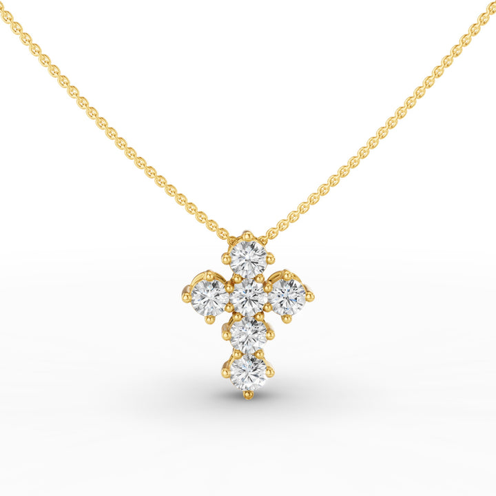 Dainty Round Diamond Cross Necklace