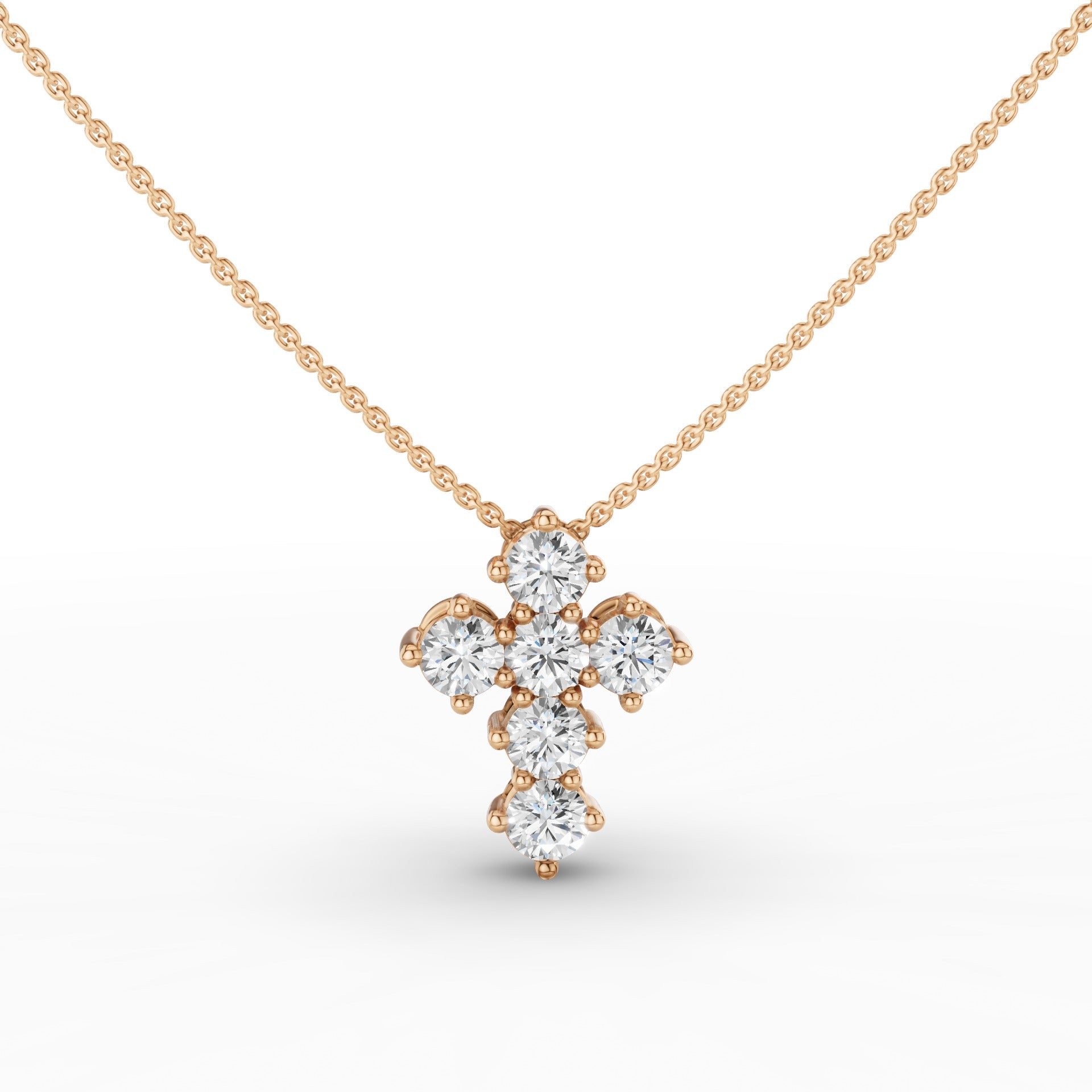 Dainty Round Diamond Cross Necklace