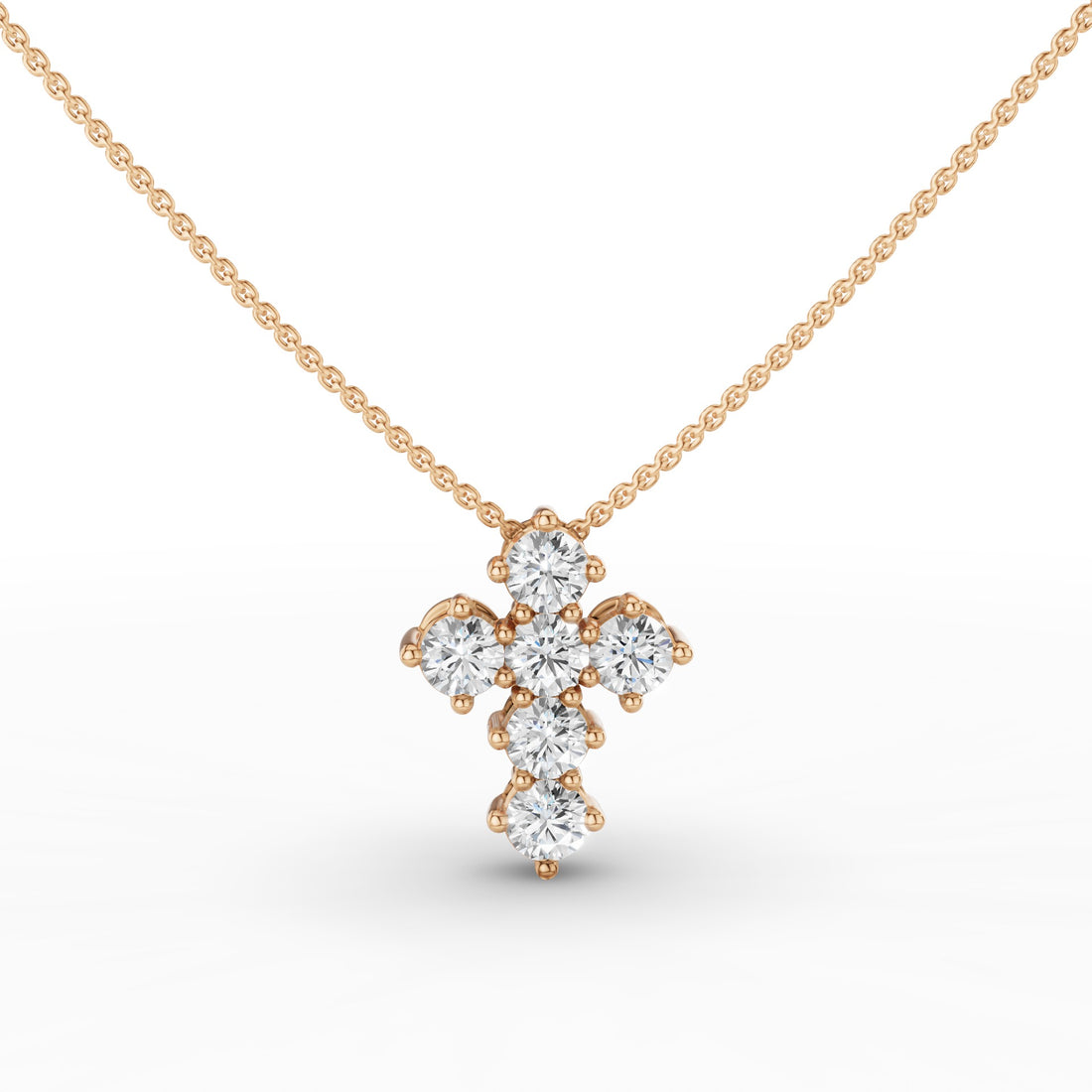 Dainty Round Diamond Cross Necklace