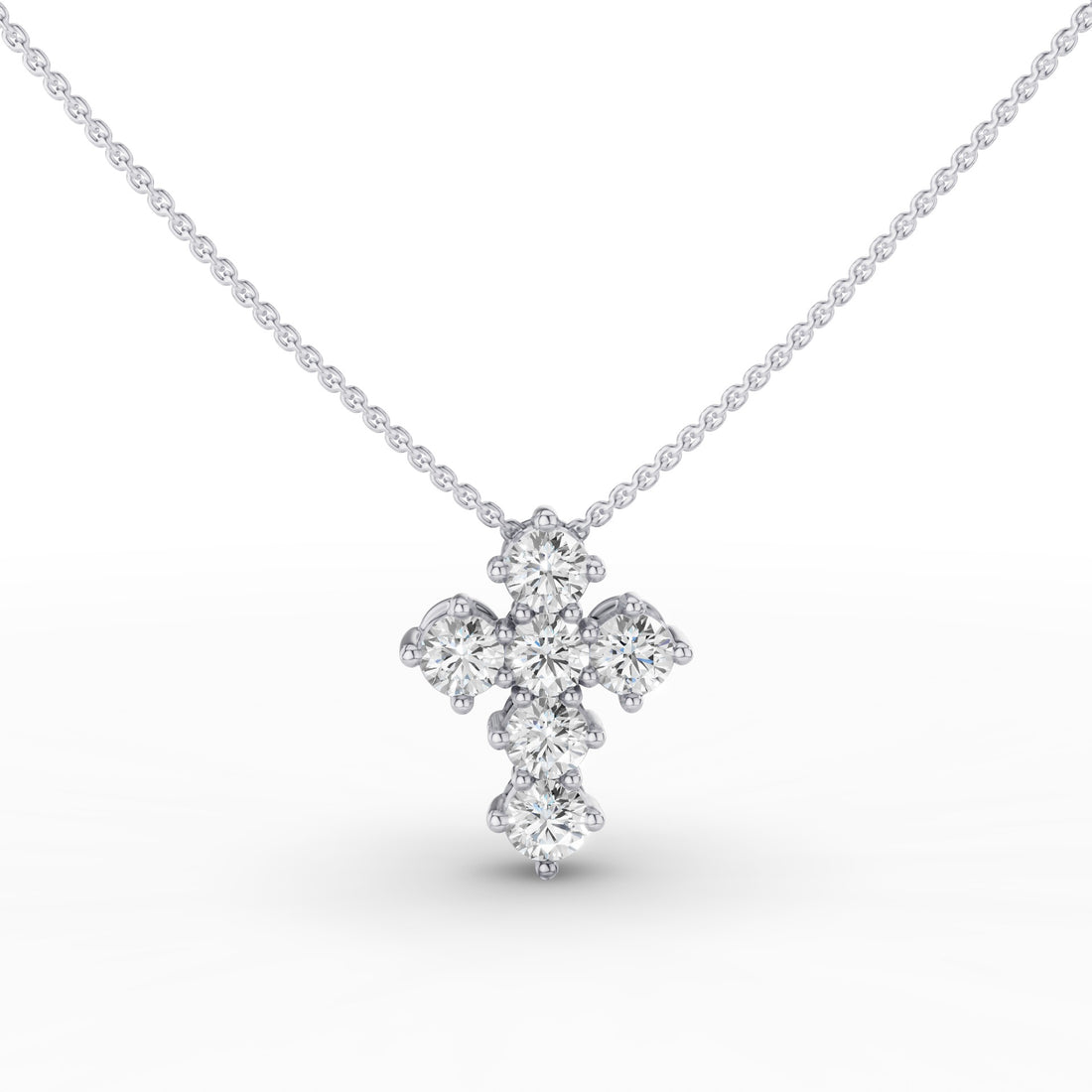 Dainty Round Diamond Cross Necklace