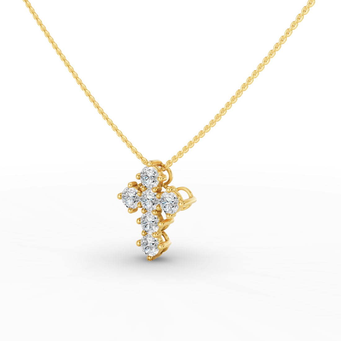 Dainty Round Diamond Cross Necklace